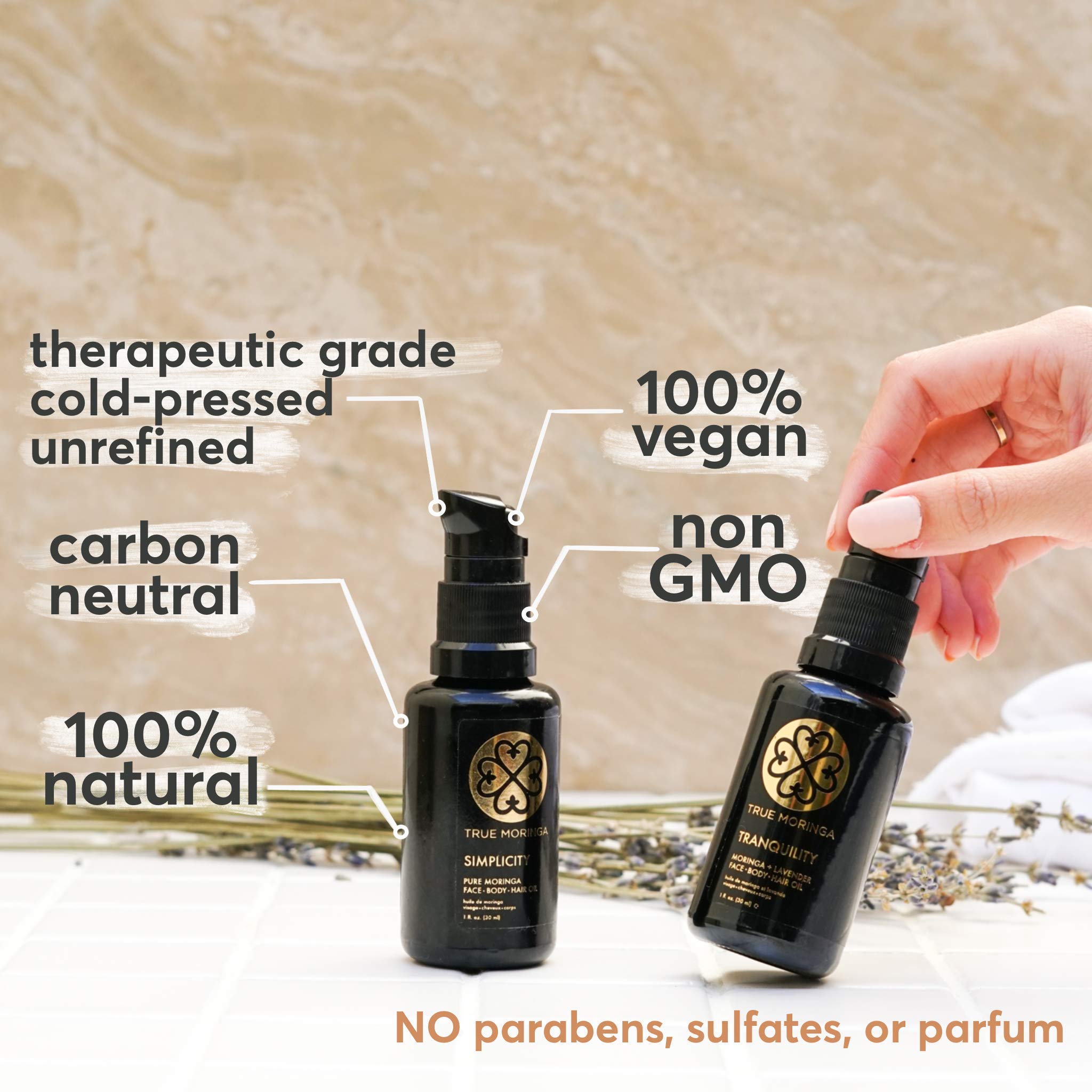 True Moringa Oil for Face, Body & Hair – 100% Pure Cold-Pressed Neroli, 30 ml | Vegan & Non-GMO
