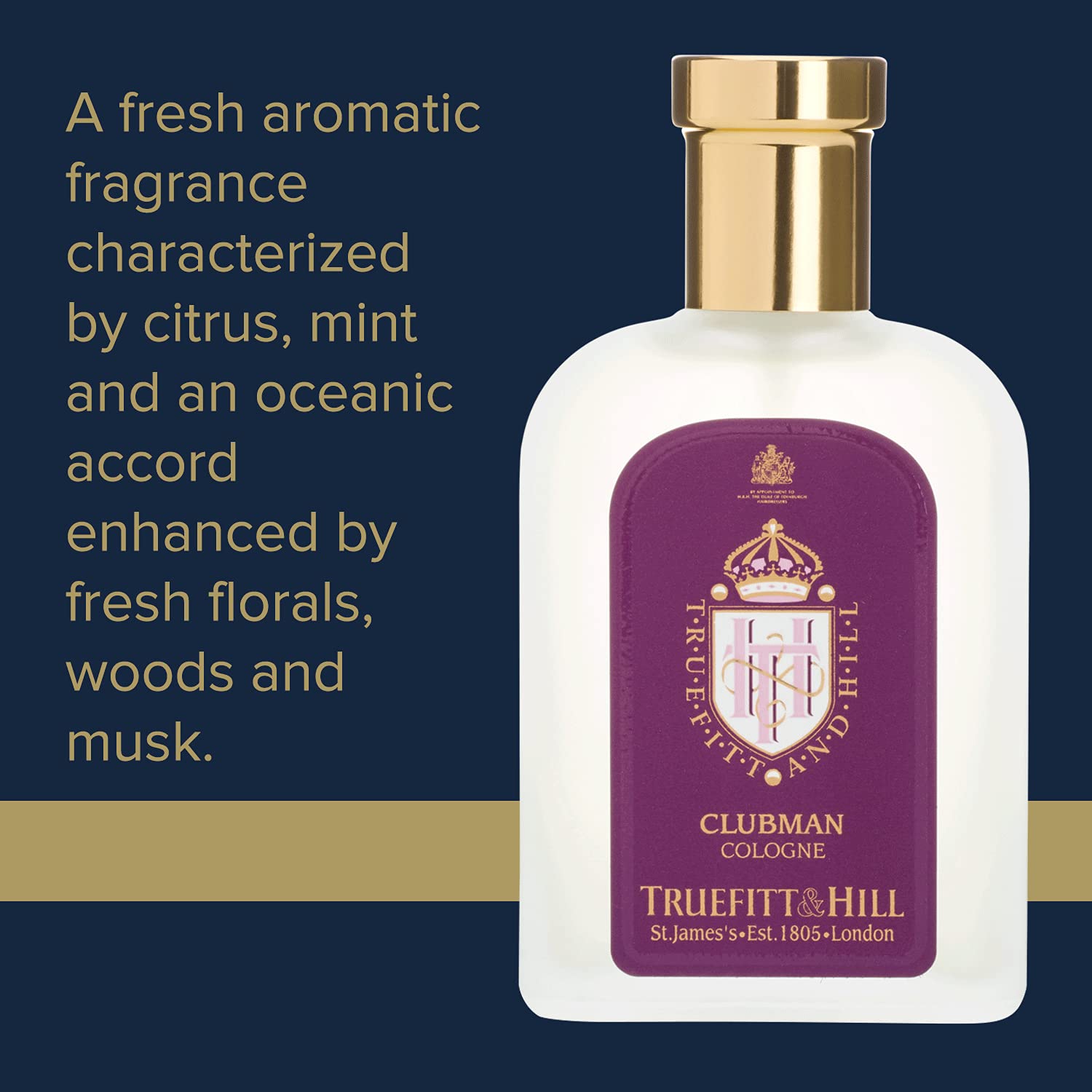 Truefitt & Hill Luxury Cologne – Clubman Scent in a Traditional Etched Atomizer Bottle, 3.38 oz