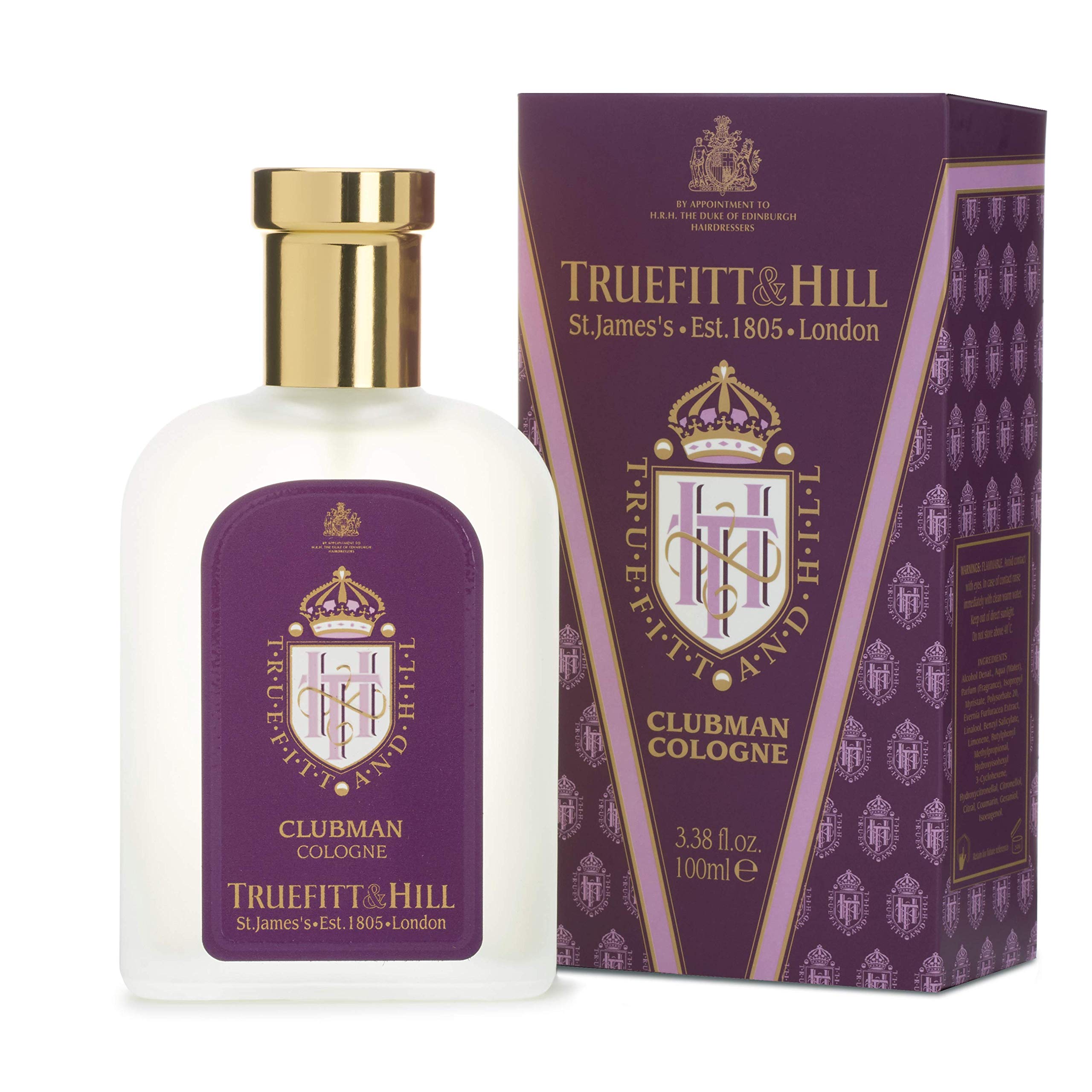 Truefitt & Hill Luxury Cologne – Clubman Scent in a Traditional Etched Atomizer Bottle, 3.38 oz