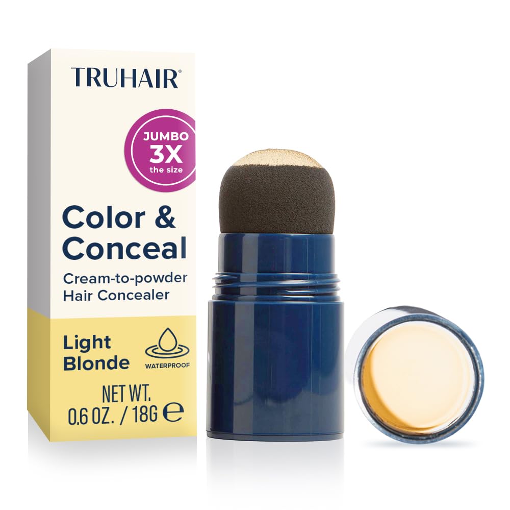 Truhair Jumbo Color & Conceal Waterproof Root Touch Up – Gray Hair Coverage (Light Blonde)