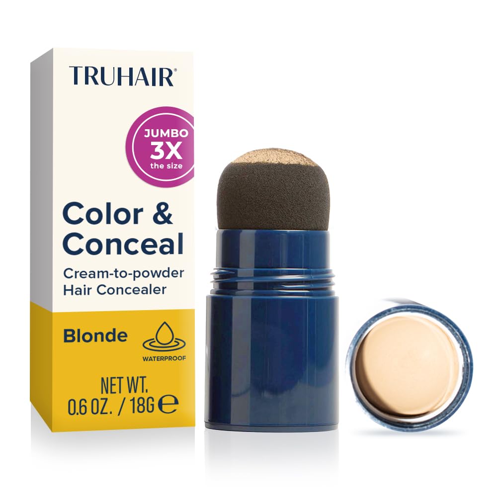 Truhair Jumbo Color & Conceal Waterproof Root Touch Up – Gray Hair Coverage (Blonde)
