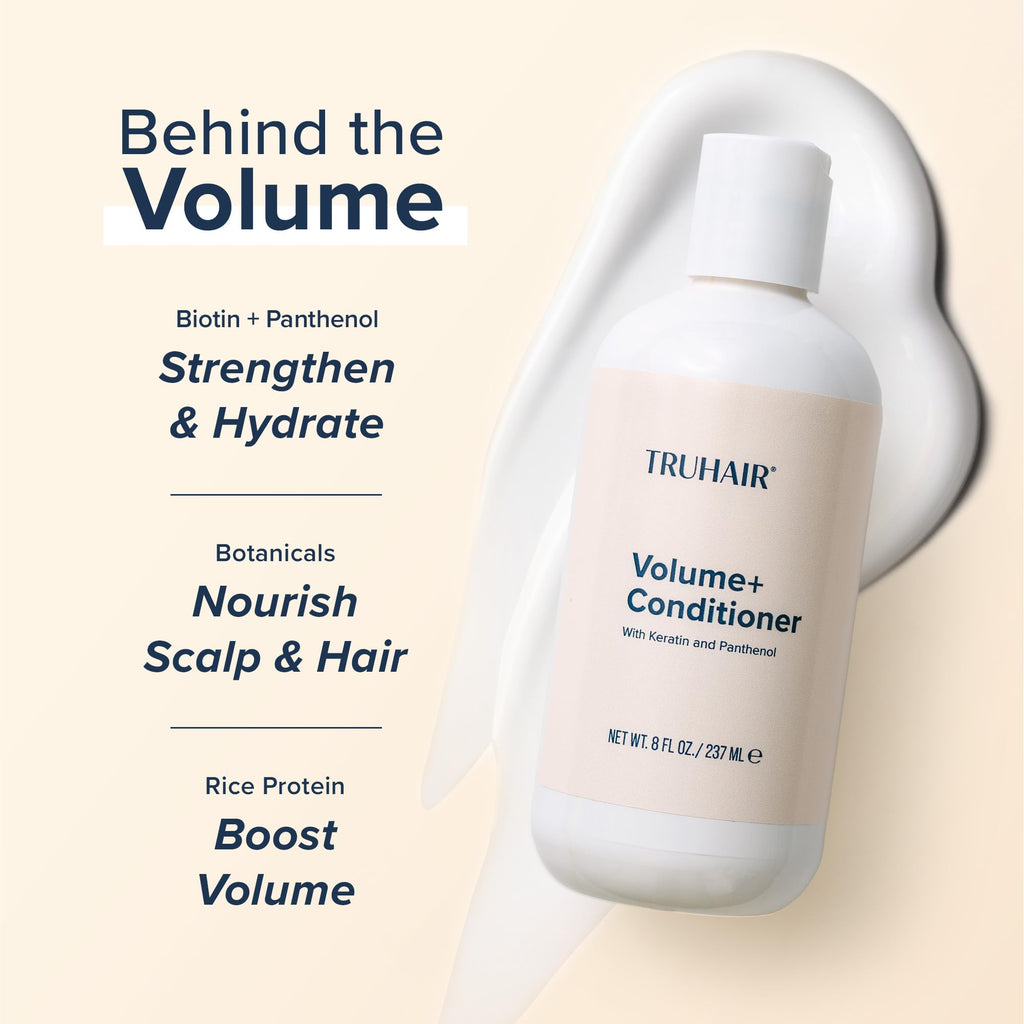 TRUHAIR Volume+ Conditioner with Keratin & Panthenol – Lightweight Hydration & Shine | Super Size 16 oz