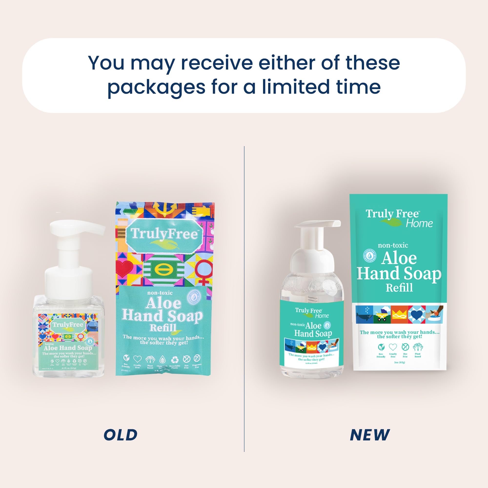 Truly Free Aloe Unscented Hand Soap — 10x Concentrated Aloe, Reusable Dispenser & Refill Pouches