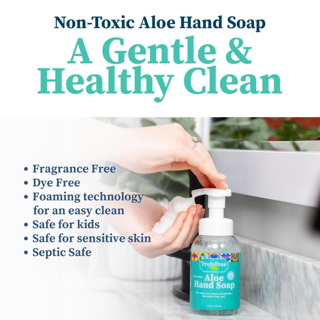 Truly Free Aloe Unscented Hand Soap — 10x Concentrated Aloe, Reusable Dispenser & Refill Pouches