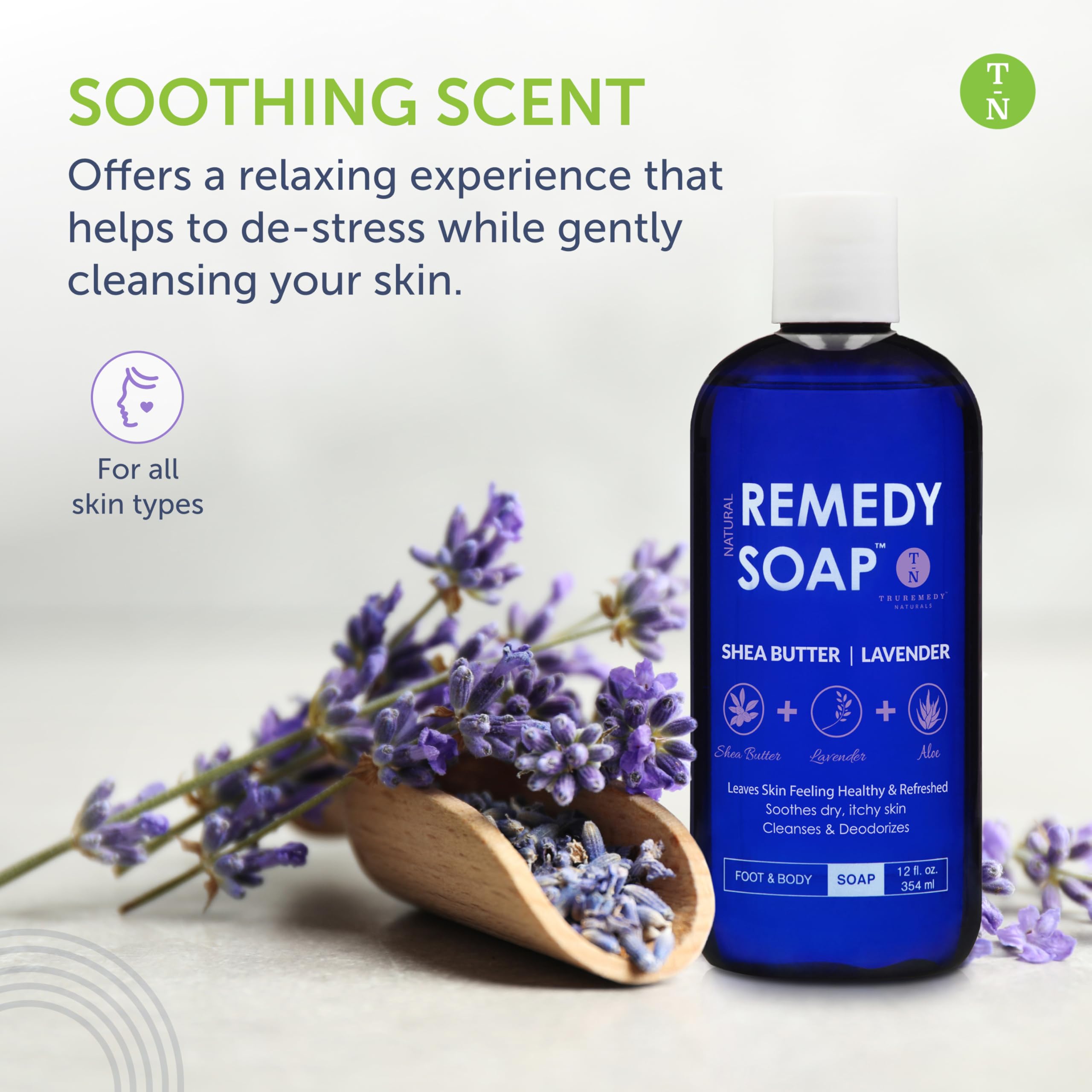 Truremedy Naturals Lavender Shea Butter Body Wash for Women – Hydrating Aloe Lavender Formula, 12oz