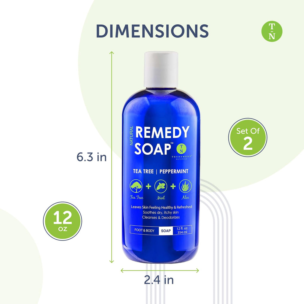Truremedy Naturals 12oz Tea Tree Oil Body Wash Pack of 2 Aloe Peppermint