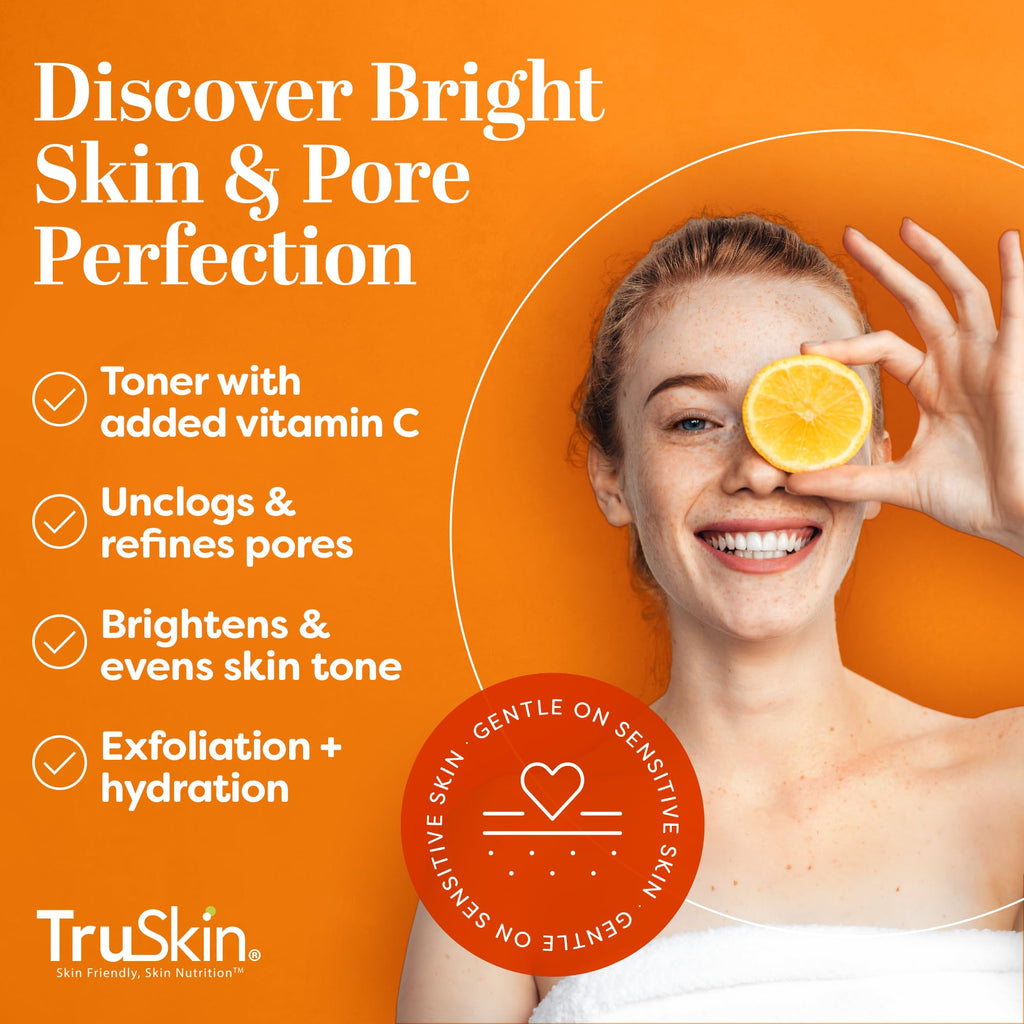 TruSkin BHA Liquid Exfoliant & Toner – Gentle AHA BHA PHA with Vitamin C (4.2 fl oz)