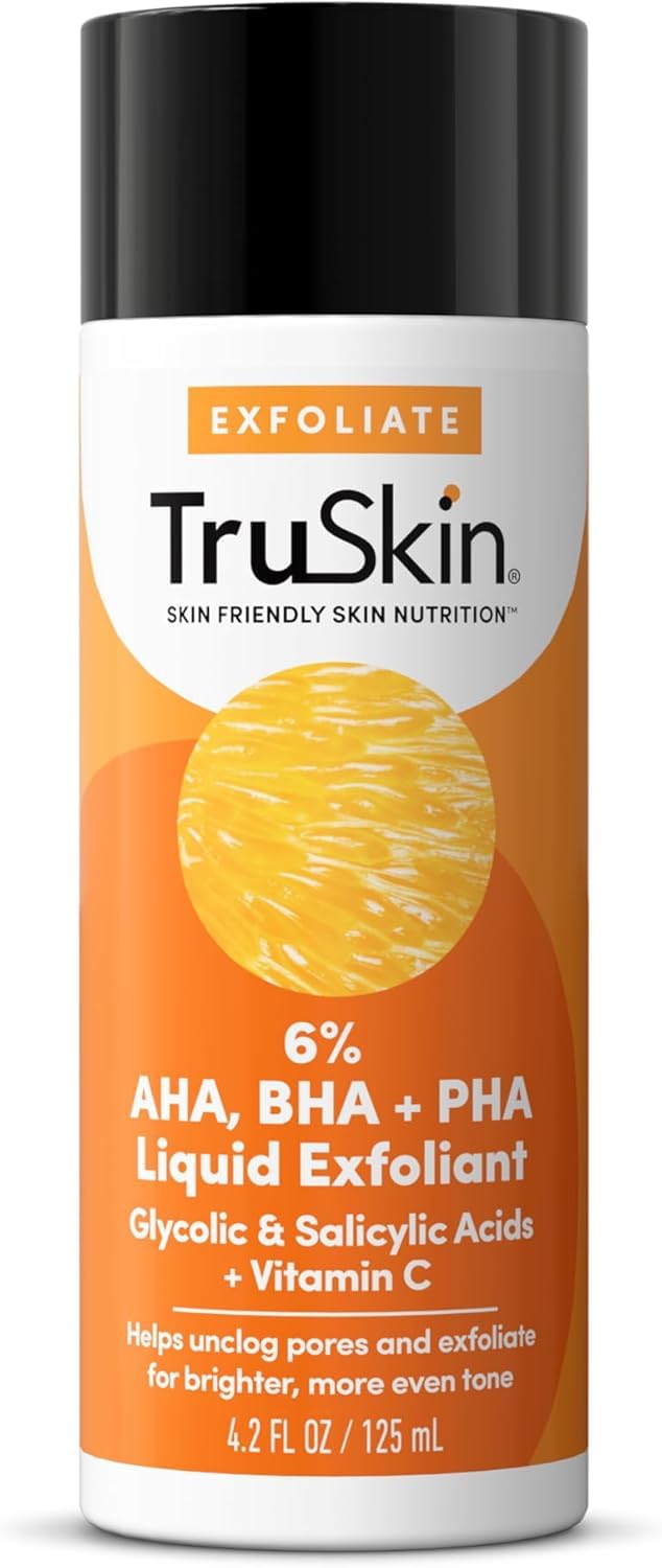 TruSkin BHA Liquid Exfoliant & Toner – Gentle AHA BHA PHA with Vitamin C (4.2 fl oz)