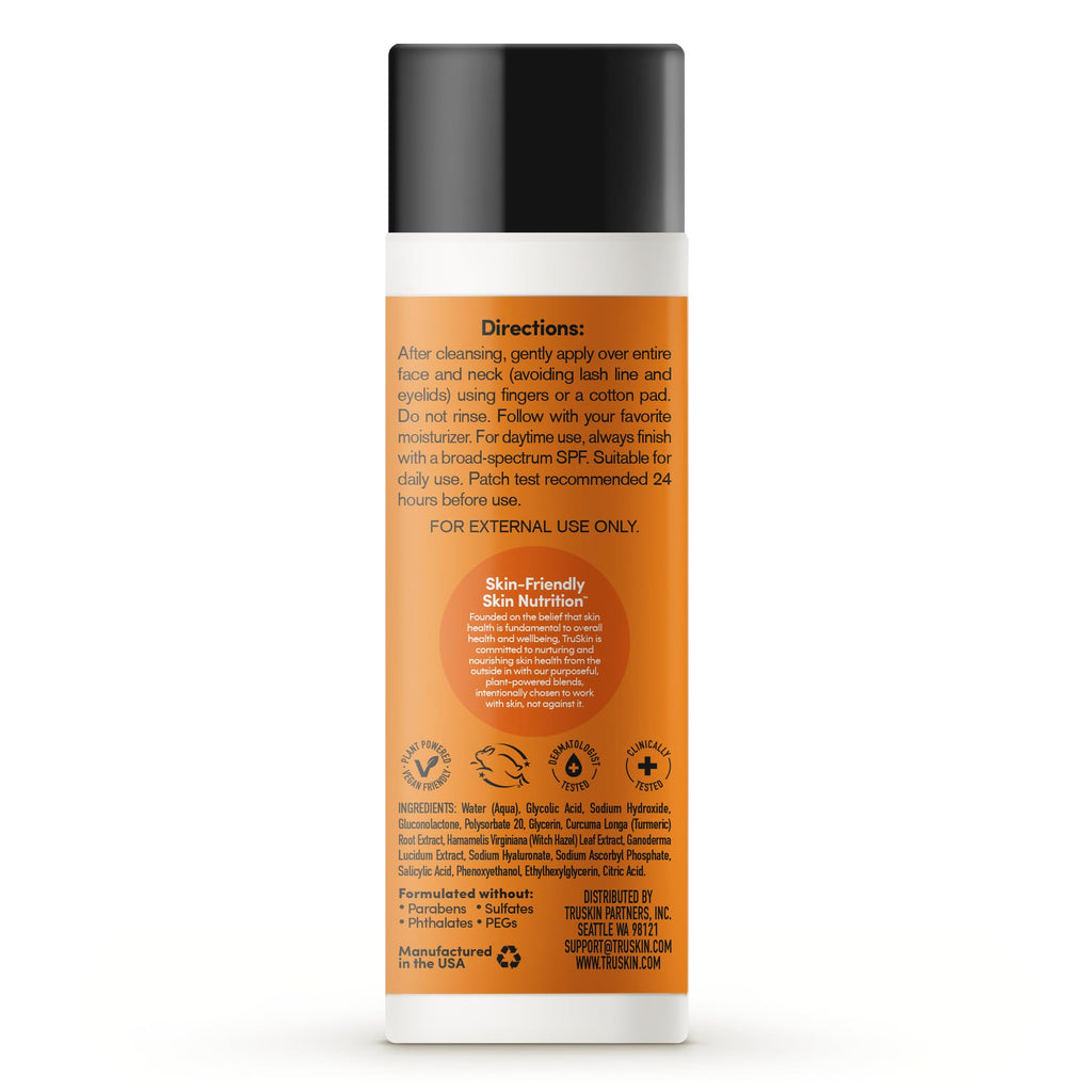 TruSkin BHA Liquid Exfoliant & Toner – Gentle AHA BHA PHA with Vitamin C (4.2 fl oz)