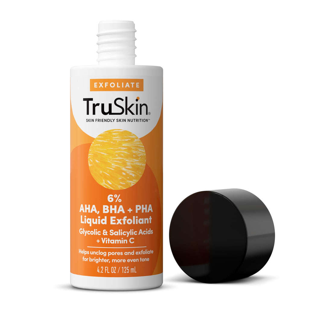 TruSkin BHA Liquid Exfoliant & Toner – Gentle AHA BHA PHA with Vitamin C (4.2 fl oz)