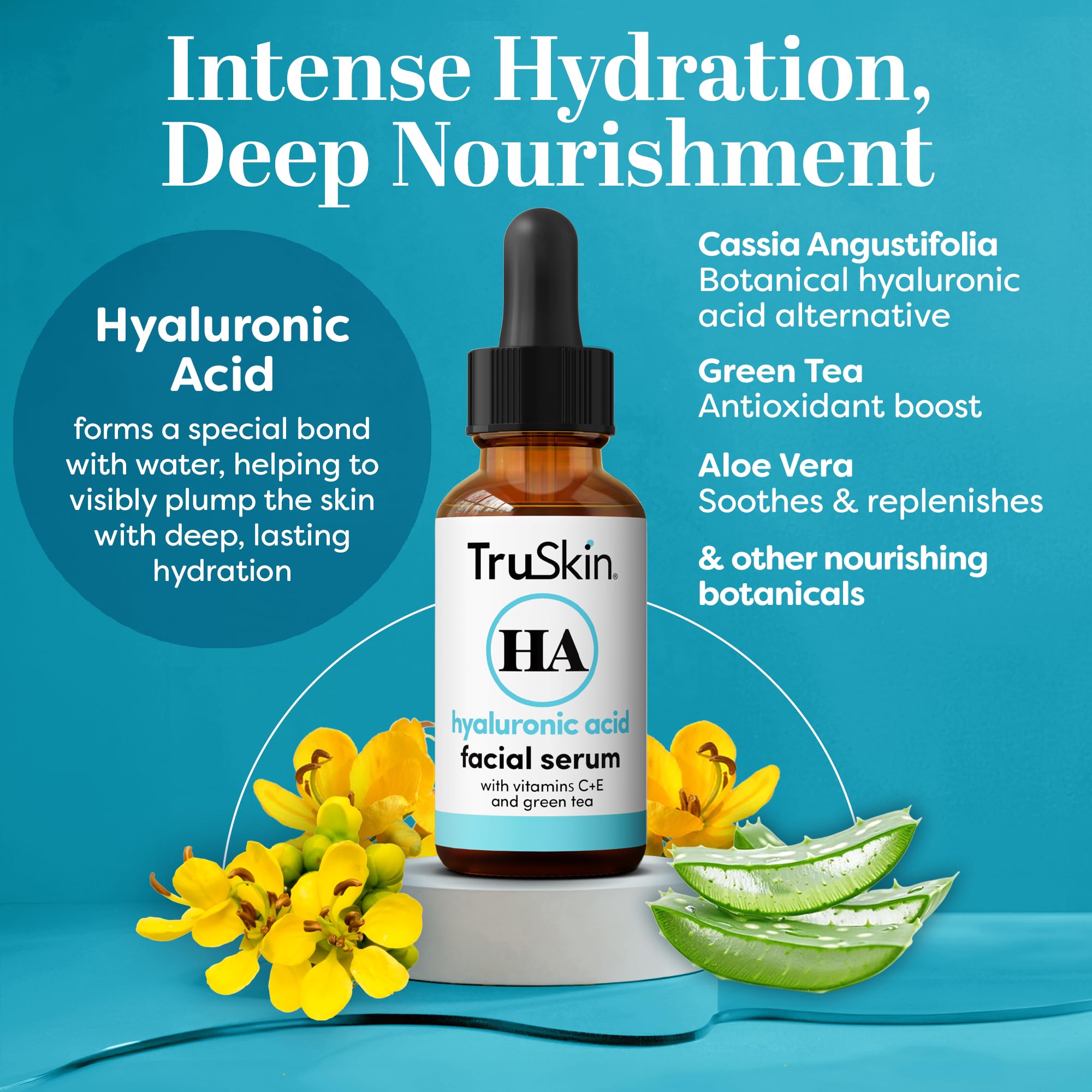 TruSkin Hyaluronic Acid Serum for Face – 7 Ultra-Hydrating Ingredients | 2 oz