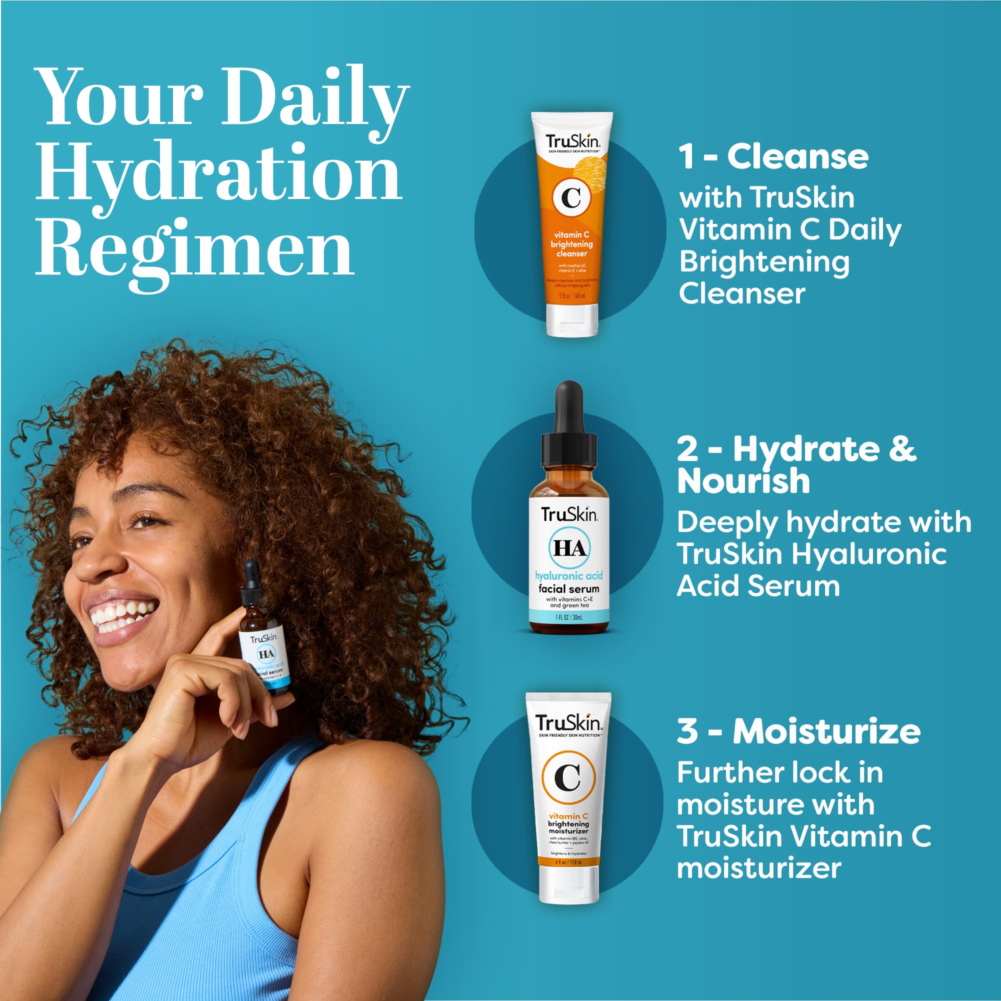 TruSkin Hyaluronic Acid Serum for Face – 7 Ultra-Hydrating Ingredients | 2 oz