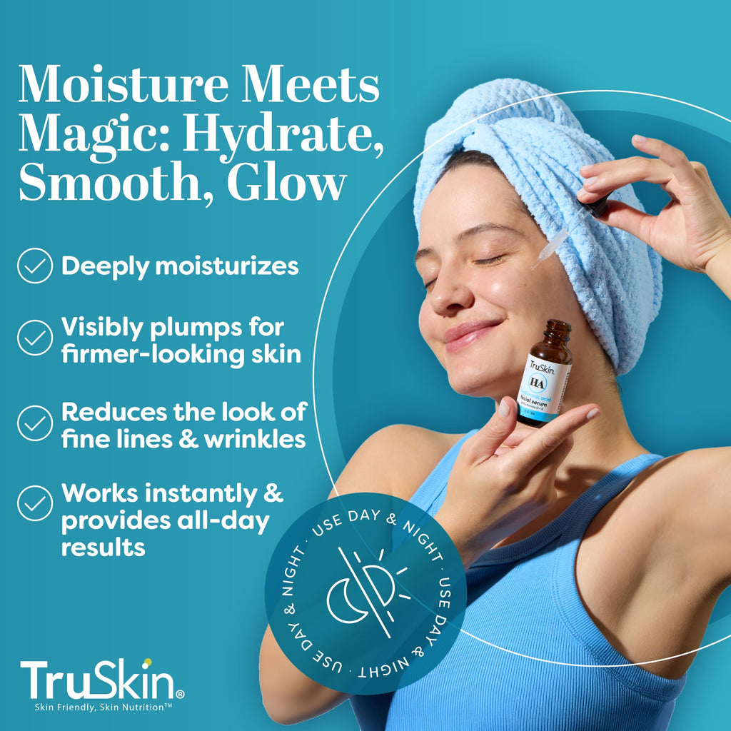 TruSkin Hyaluronic Acid Serum for Face – 7 Ultra-Hydrating Ingredients | 2 oz