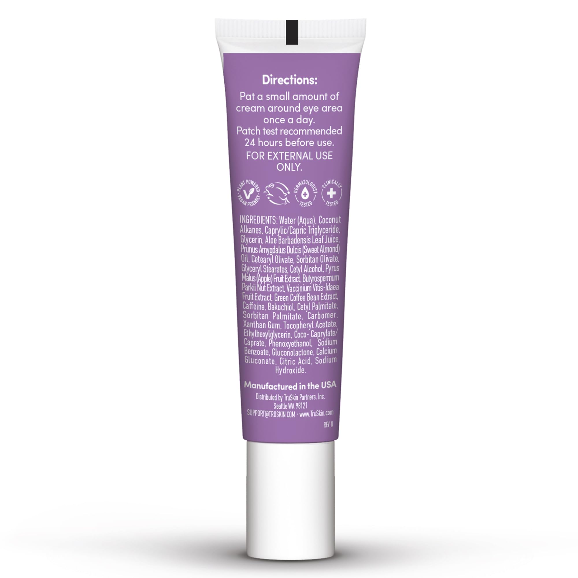 TruSkin Longevity Eye Cream – Caffeine, Bakuchiol & Lingonberry Stem Cells, Green Coffee Bean – Gentle Retinol Alternative (0.5 fl oz)