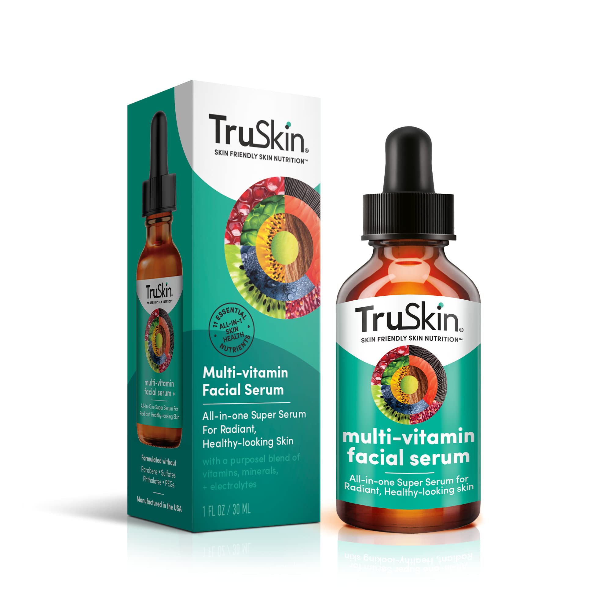 TruSkin Facial Serum with 11 Plant-Derived Vitamins & Minerals – Radiant, Healthy-Looking Skin | 1 fl oz