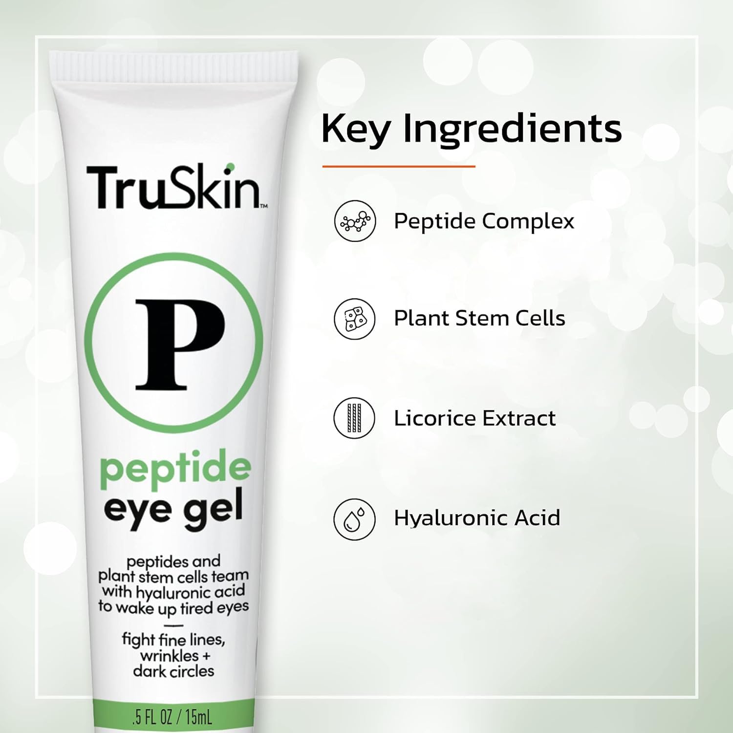 TruSkin Peptide Eye Gel - Hydrating Under-Eye Care with Peptides, Hyaluronic Acid & Plant Stem Cells