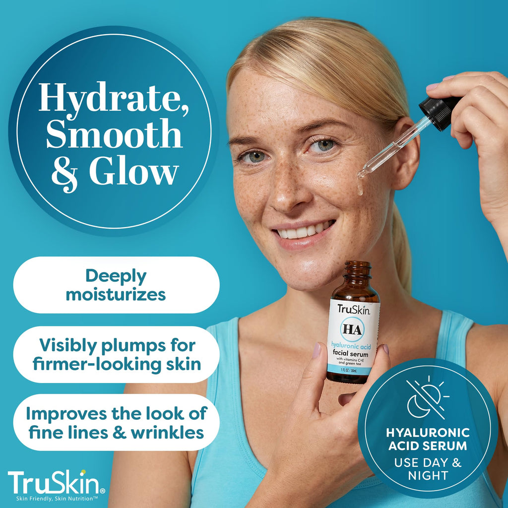 TruSkin Hyaluronic Acid Serum for Face – Ultra-Hydrating Plumping Serum | 1 Fl Oz