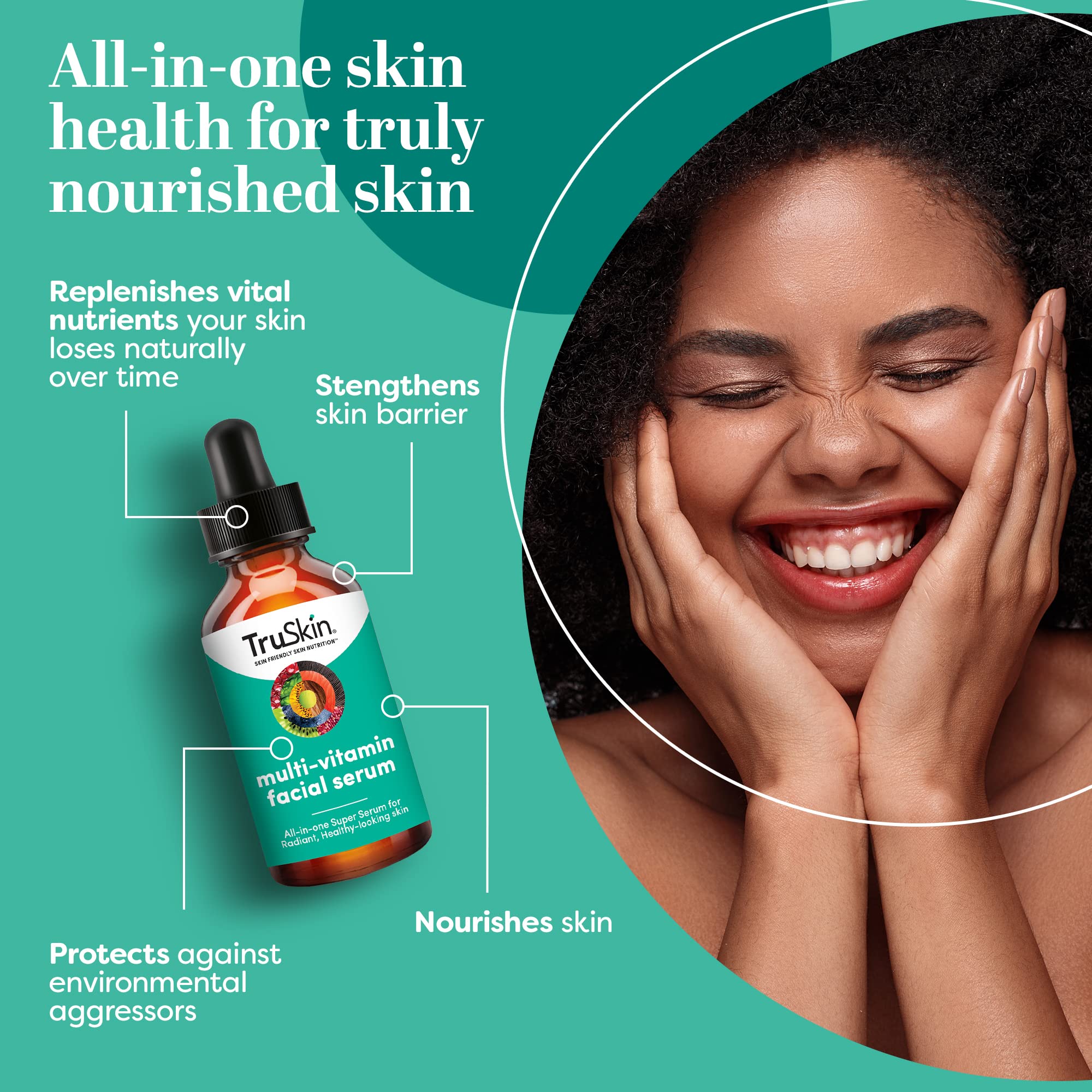 TruSkin Facial Serum with 11 Plant-Derived Vitamins & Minerals – Radiant, Healthy-Looking Skin | 1 fl oz