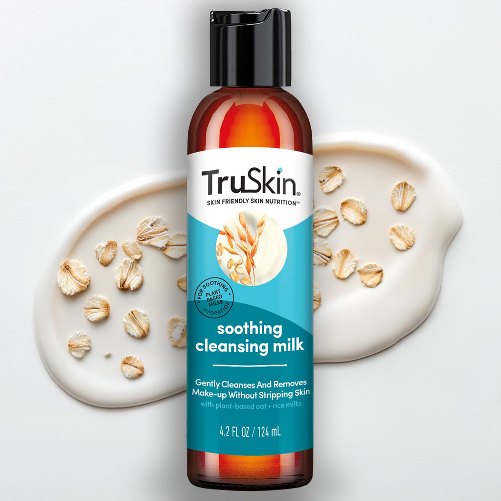 TruSkin Soothing Cleansing Milk – Gentle Makeup Remover for Sensitive Skin | Hydrating Oat & Rice Milk, Hyaluronic Acid
