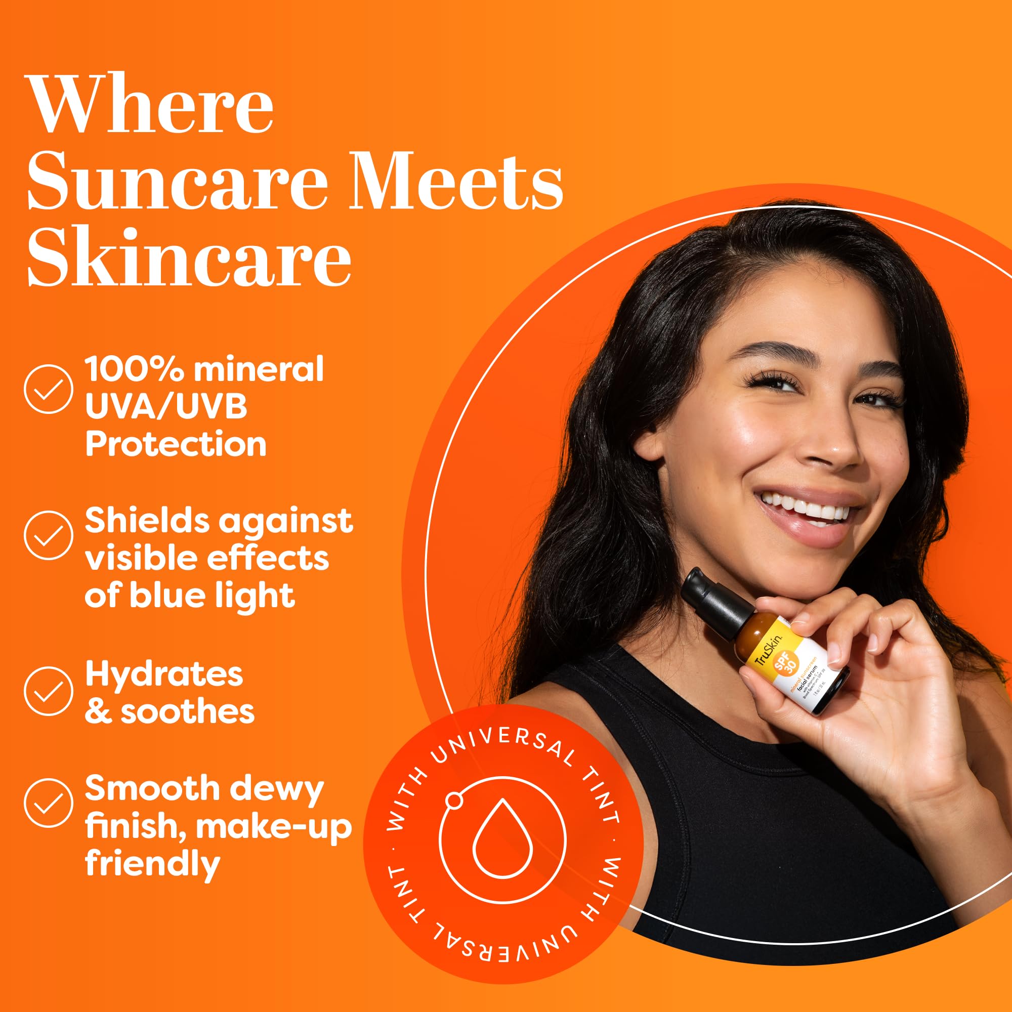 TruSkin Sunscreen Serum for Face SPF 30 – Universal Tint Mineral Sunscreen, Lightweight Finish