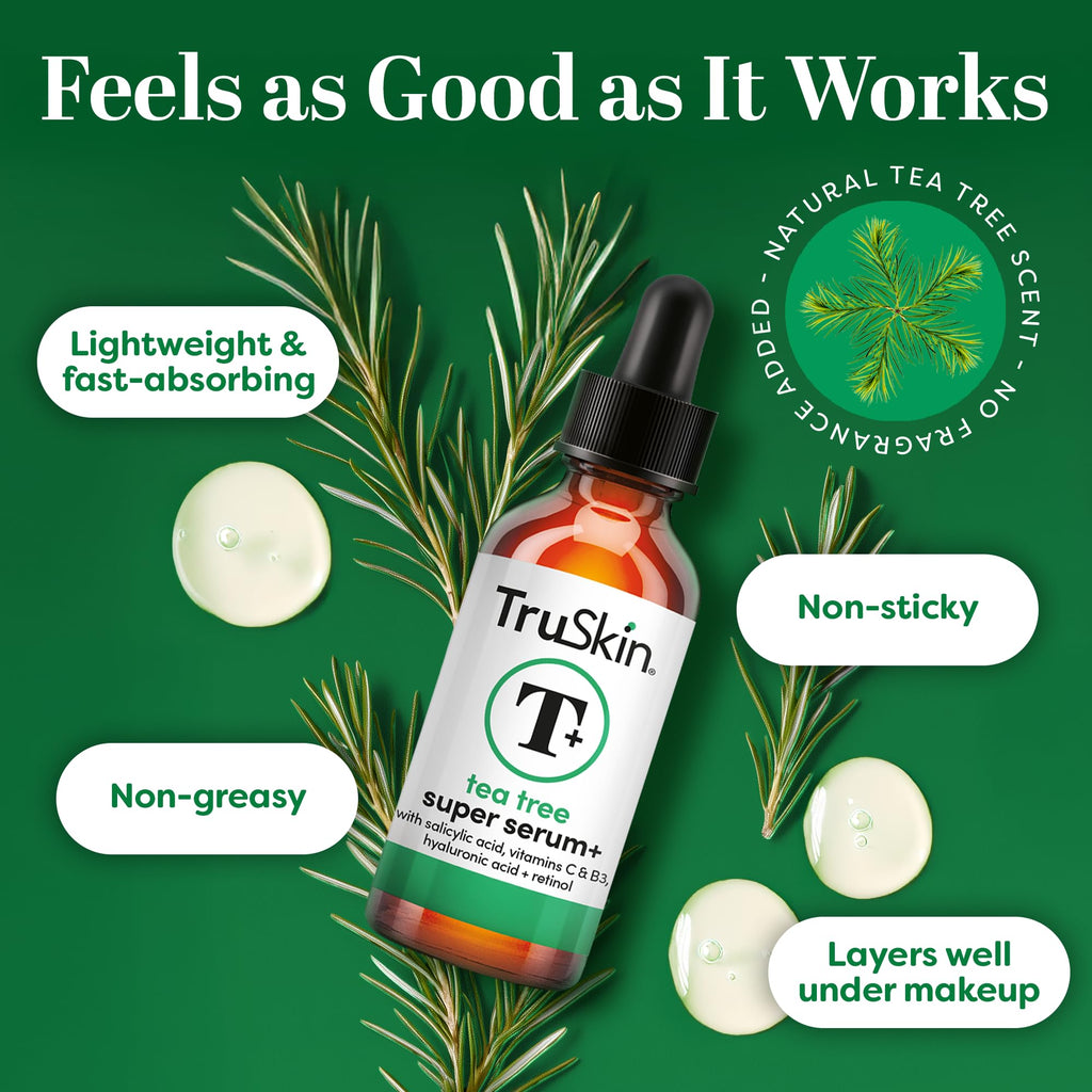TruSkin Tea Tree Oil Acne Serum – Salicylic Acid, Niacinamide, Vitamin C & Retinol | 2 oz