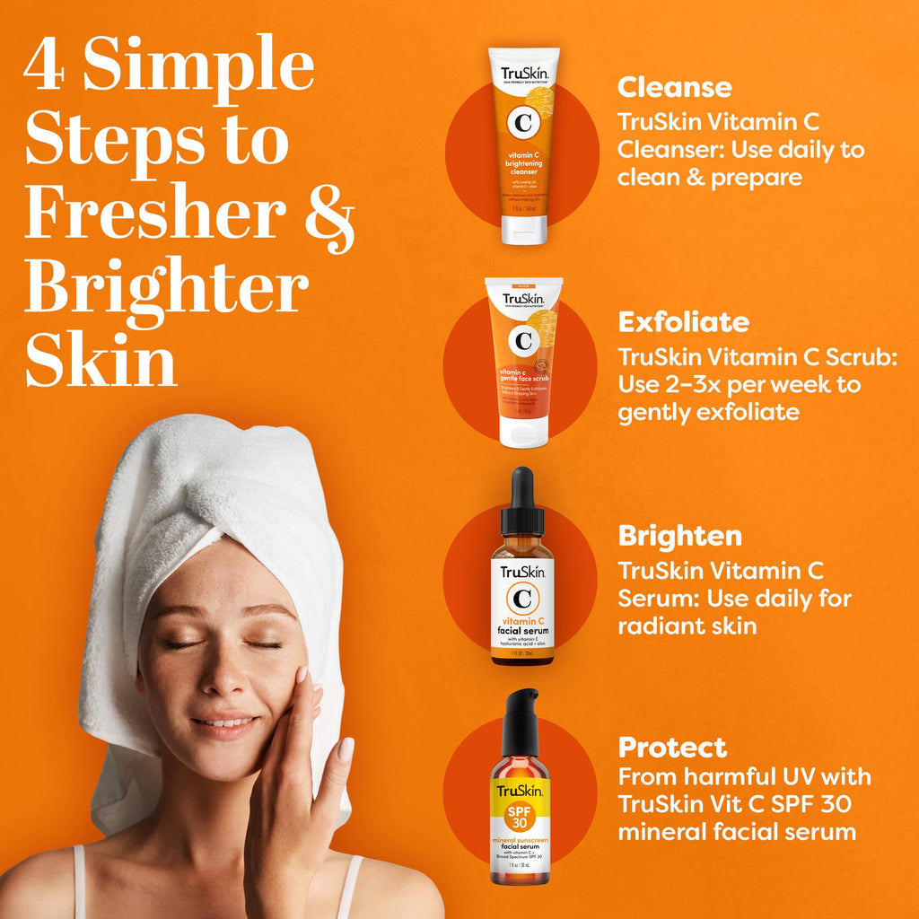 TruSkin Vitamin C Gentle Face Scrub – Brightening Exfoliator for All Skin Types | 4 Fl Oz