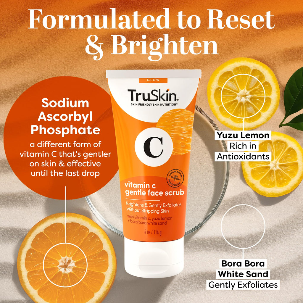 TruSkin Vitamin C Gentle Face Scrub – Brightening Exfoliator for All Skin Types | 4 Fl Oz
