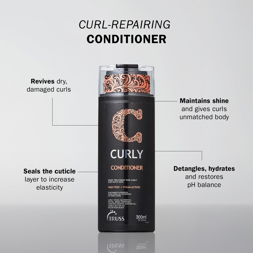 TRUSS Curly Hair Conditioner – Lightweight Smoothing for Defined, Frizz-Controlled Curls (10.14 oz)