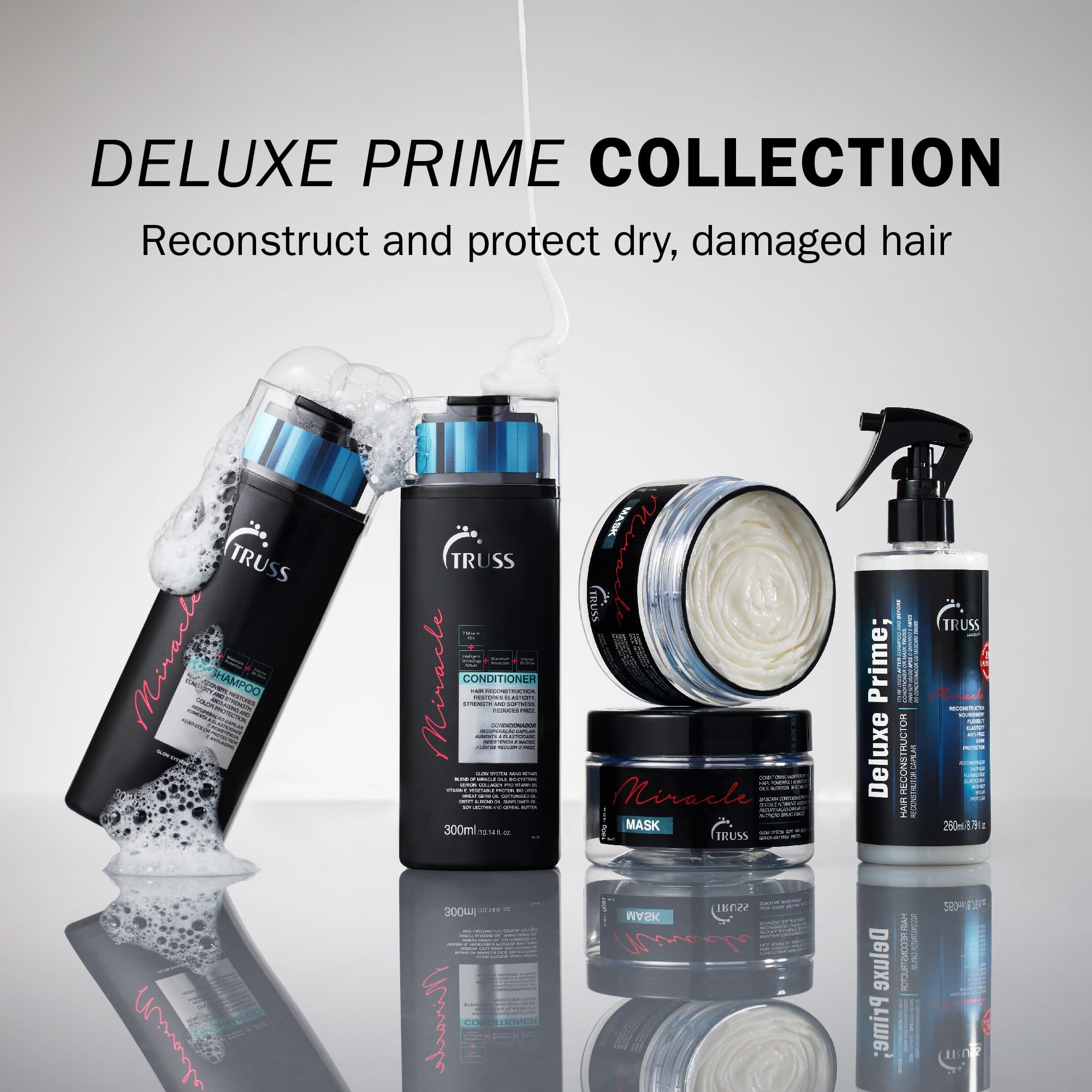 TRUSS Deluxe Prime Hair Treatment | Heat Protectant Spray, Detangler & Primer (260 ml)