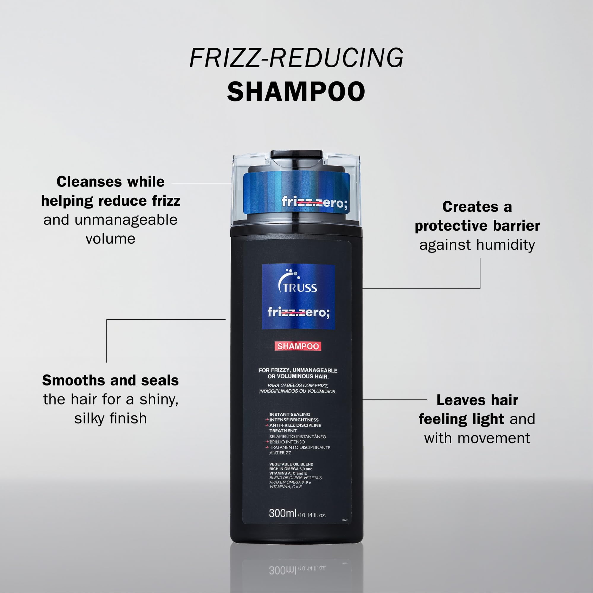 Truss Frizz Zero Shampoo – Anti-Frizz, Humidity Shield, Volume & Shine | Free of Split Ends