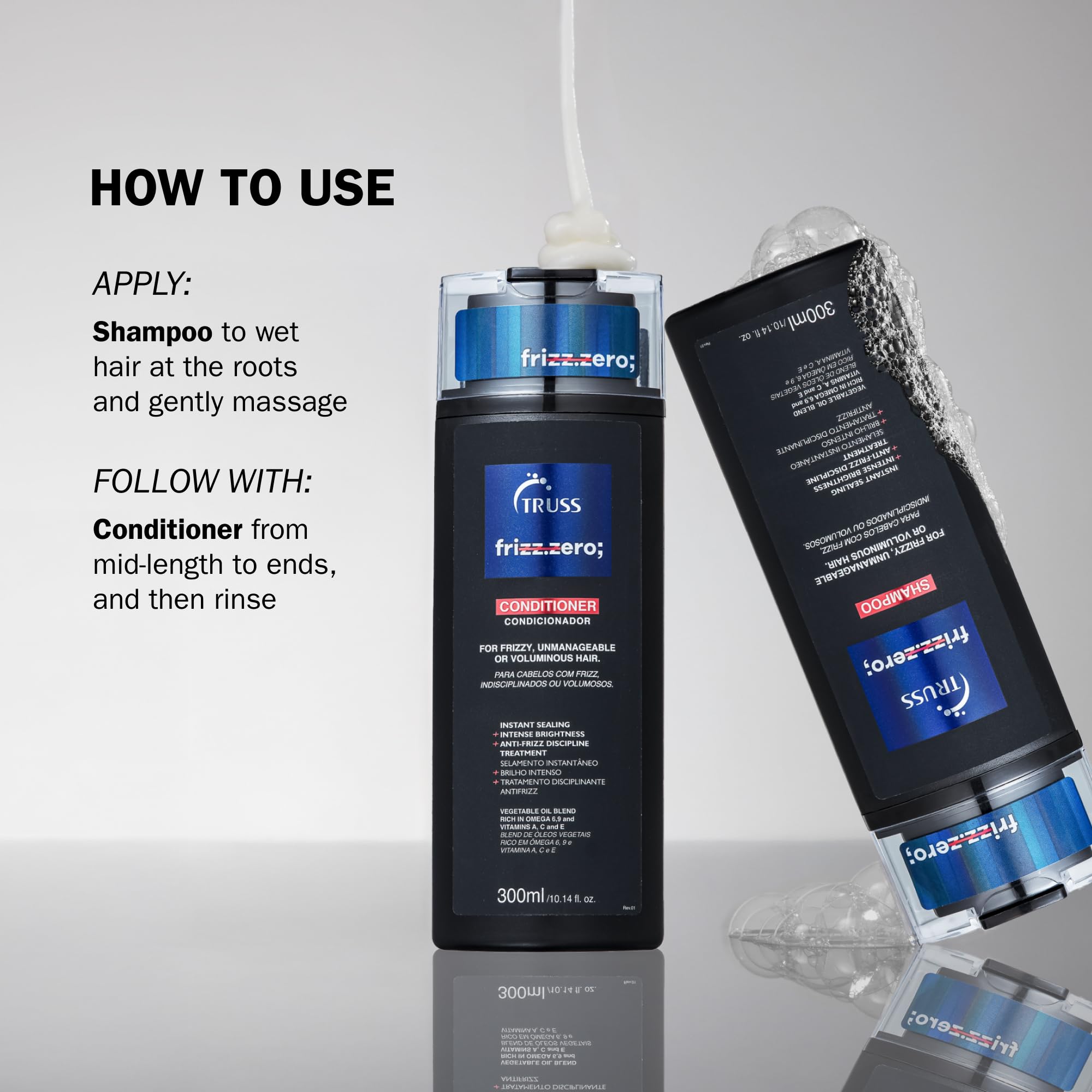 Truss Frizz Zero Shampoo – Anti-Frizz, Humidity Shield, Volume & Shine | Free of Split Ends