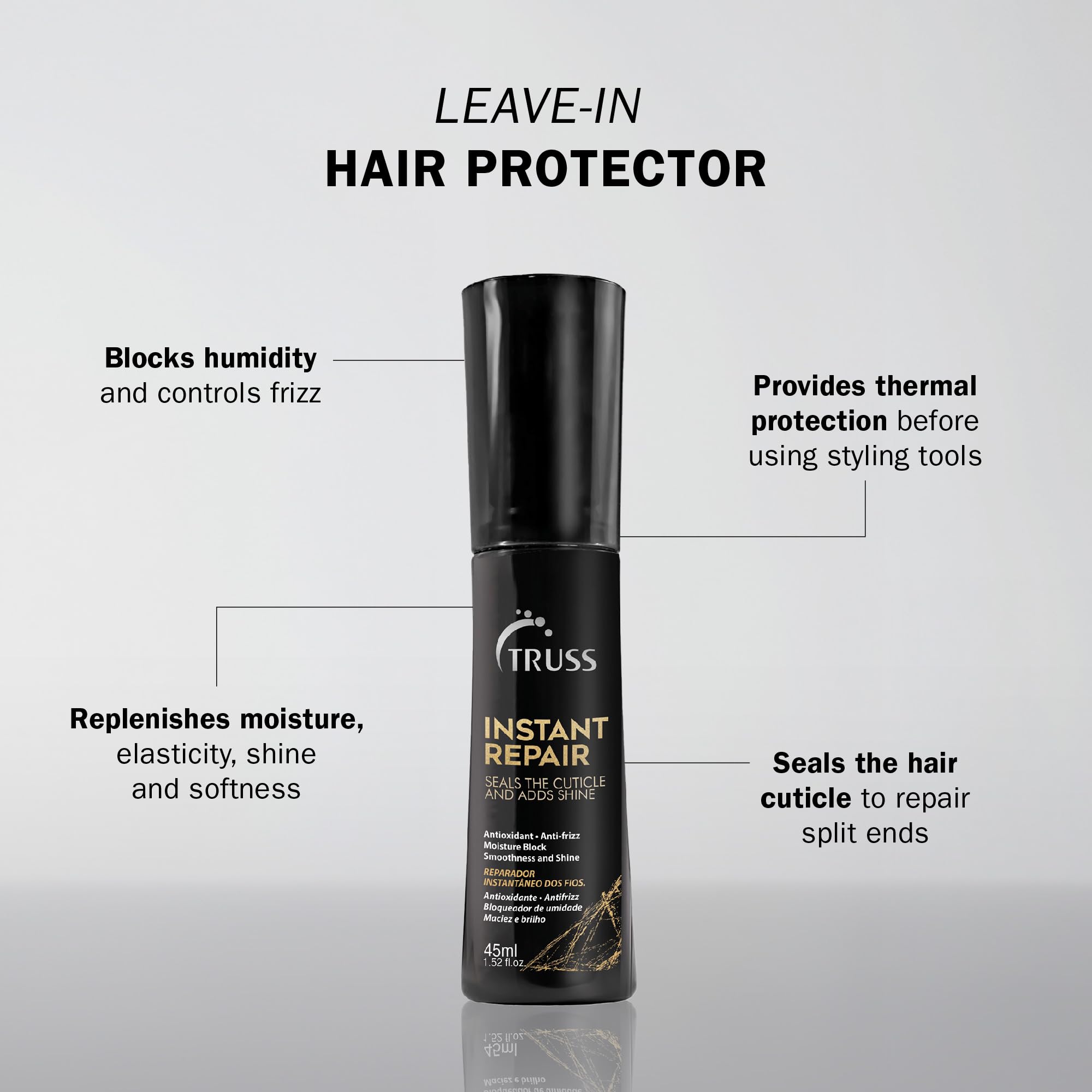 TRUSS Instant Repair Hair Serum – Leave-In Split End Sealer, Humidity Blocker & Thermal Protection