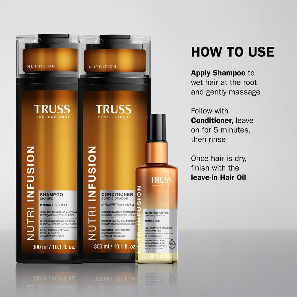 TRUSS Nutri Infusion Shampoo for Women – Hydrating, Lipid-Rich Cleanser for Damaged Hair (10.14 fl oz)