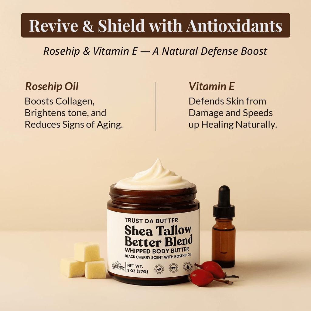 Trust Da Butter Whipped Beef Tallow & Shea Butter with Rosehip Oil – 3 Oz – USA Made