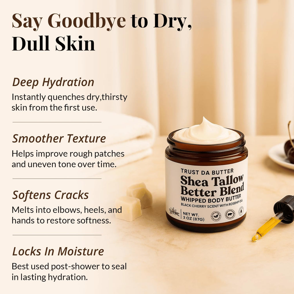 Trust Da Butter Whipped Beef Tallow & Shea Butter with Rosehip Oil – 3 Oz – USA Made