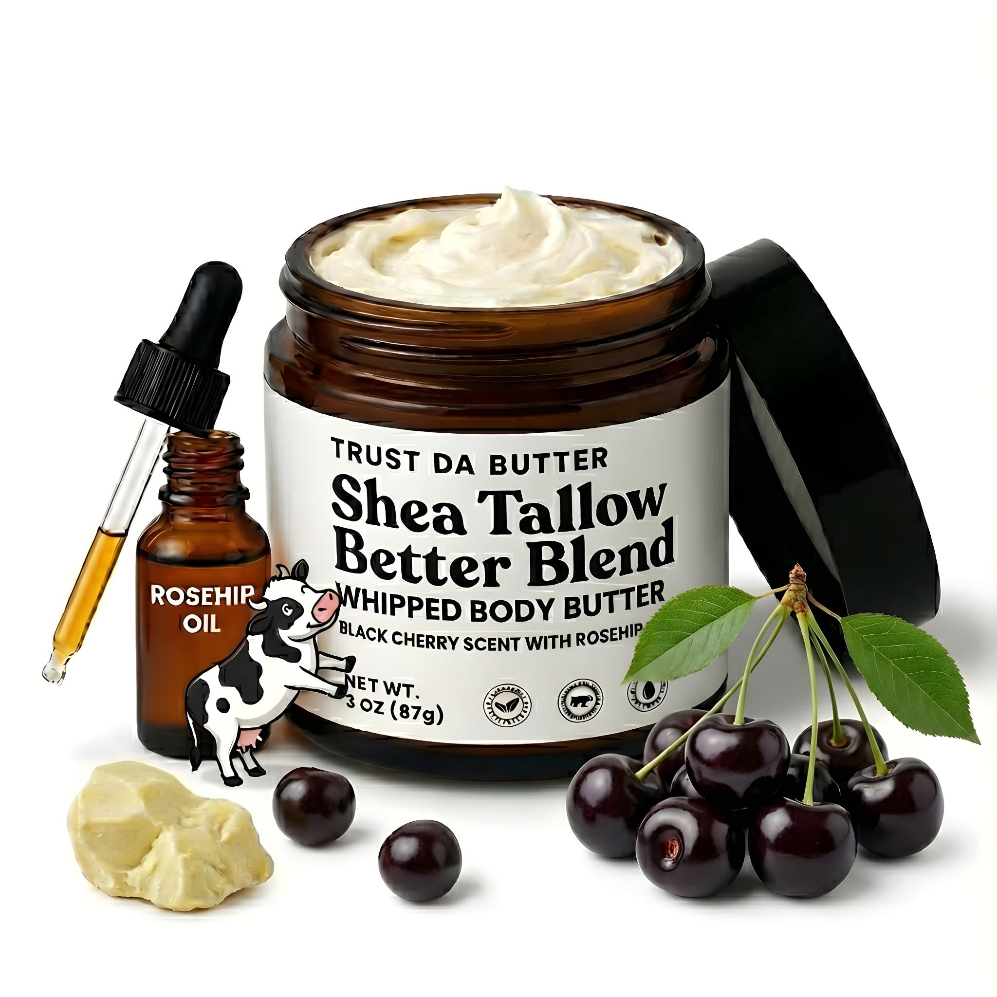 Trust Da Butter Whipped Beef Tallow & Shea Butter with Rosehip Oil – 3 Oz – USA Made