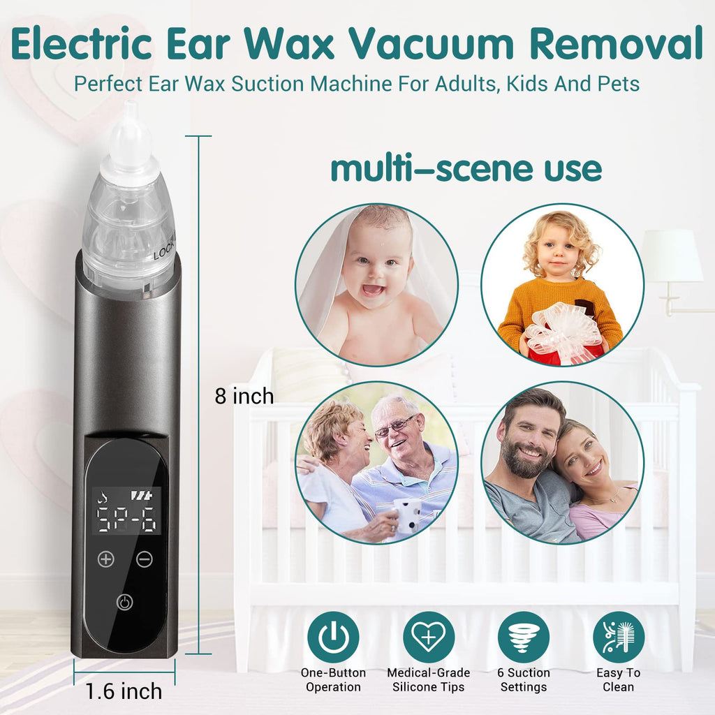 TRUSTV Ear Wax Vacuum Remover — 6-Level Suction, USB Rechargeable Ear Wax Removal Kit with Carrying Case