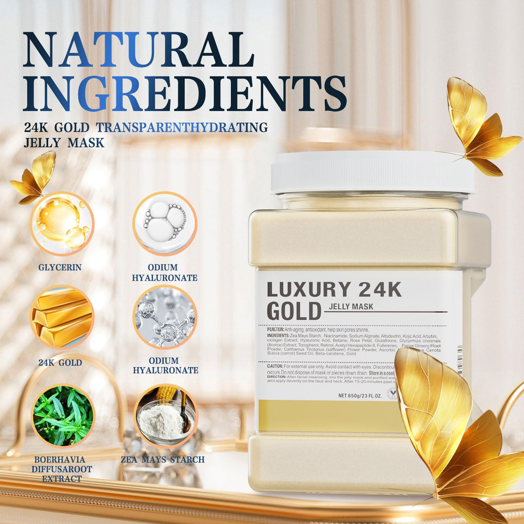 Truvenum Jelly Mask Powder – 24K Gold Hydrating Facial Mask, 23 oz Jar