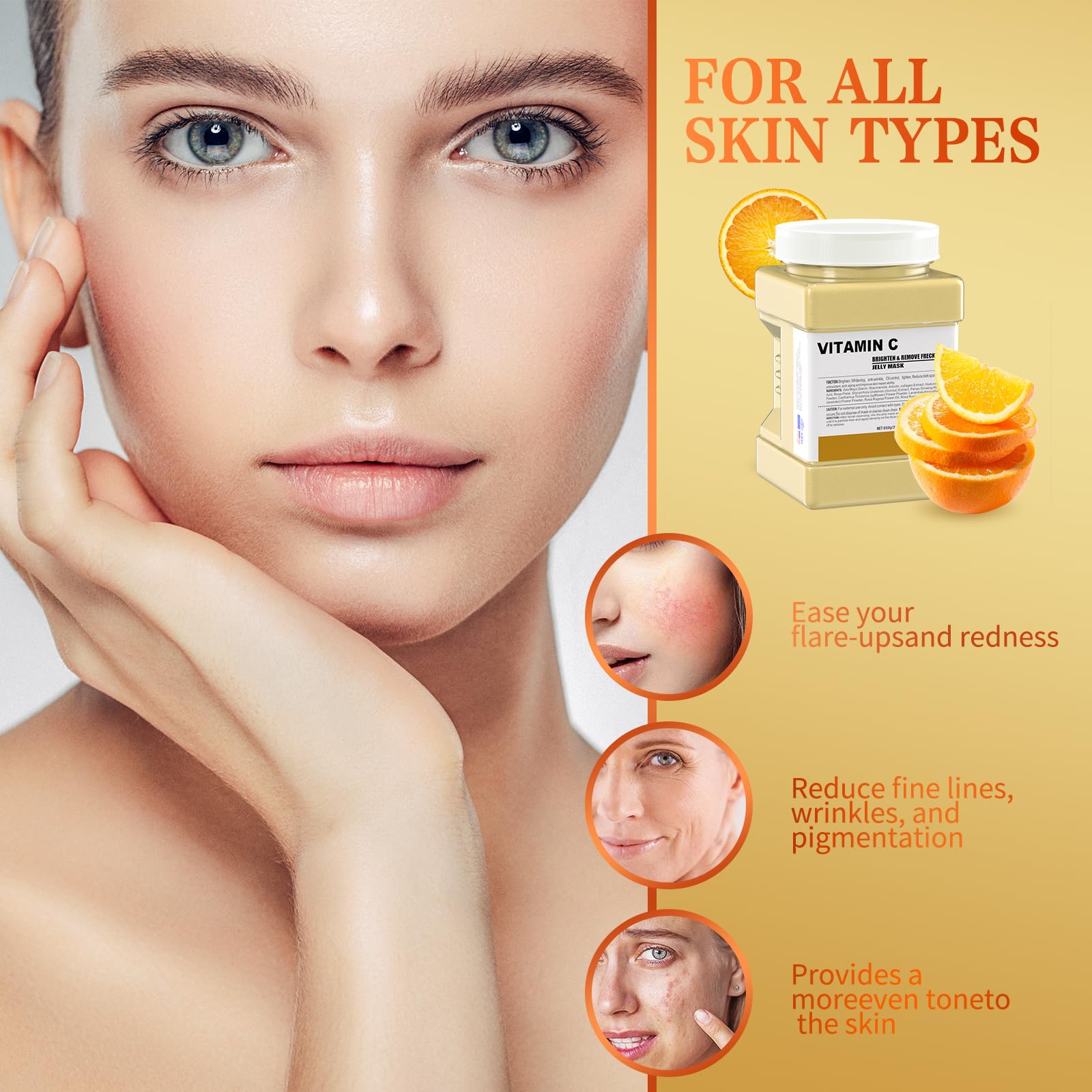 Truvenum Jelly Mask for Facials Professional – Vitamin C Jelly Mask, Brightening & Hydration, DIY Spa 23 oz