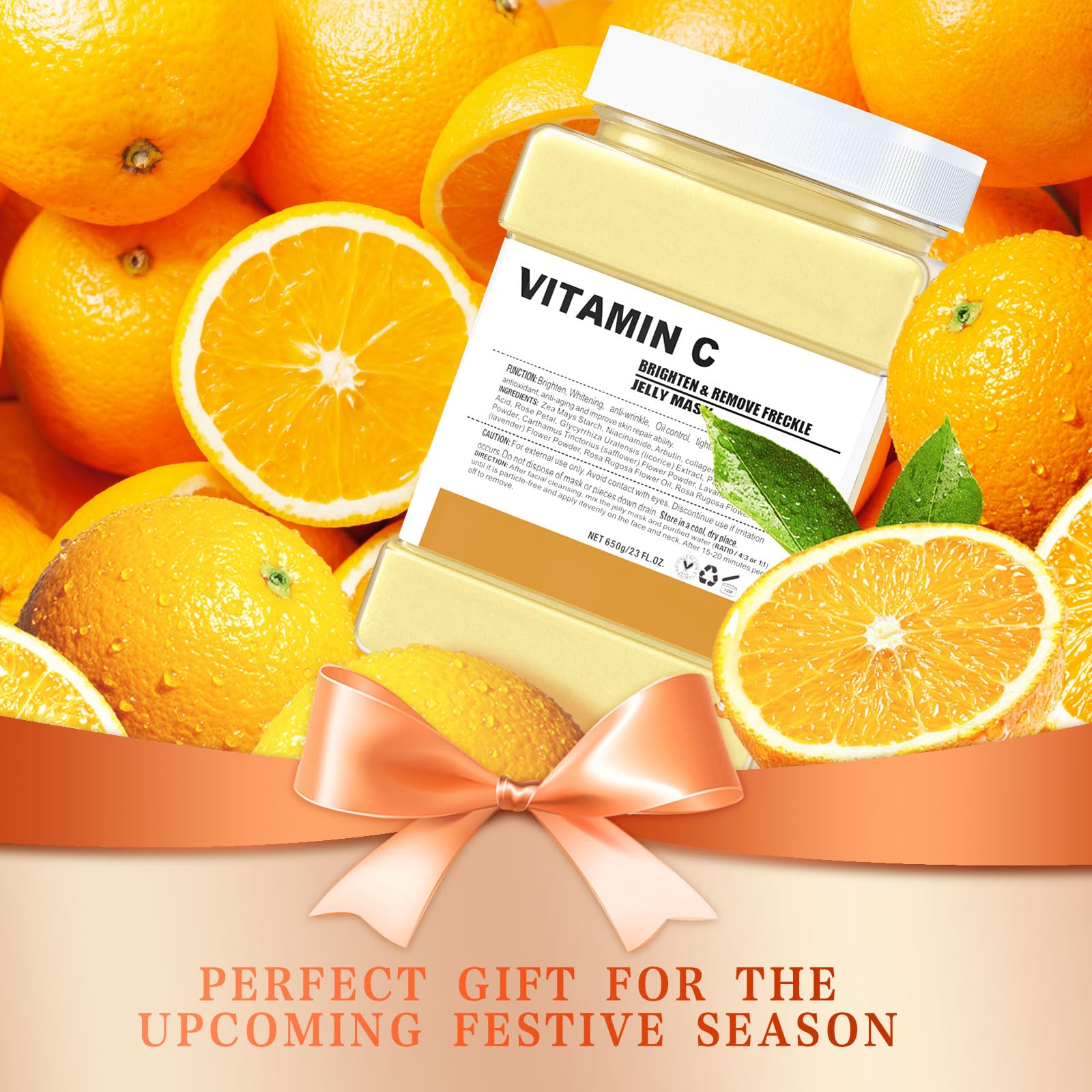 Truvenum Jelly Mask for Facials Professional – Vitamin C Jelly Mask, Brightening & Hydration, DIY Spa 23 oz