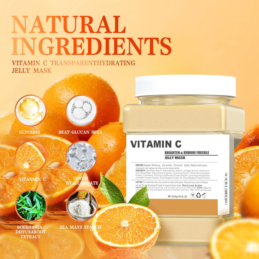 Truvenum Jelly Mask for Facials Professional – Vitamin C Jelly Mask, Brightening & Hydration, DIY Spa 23 oz