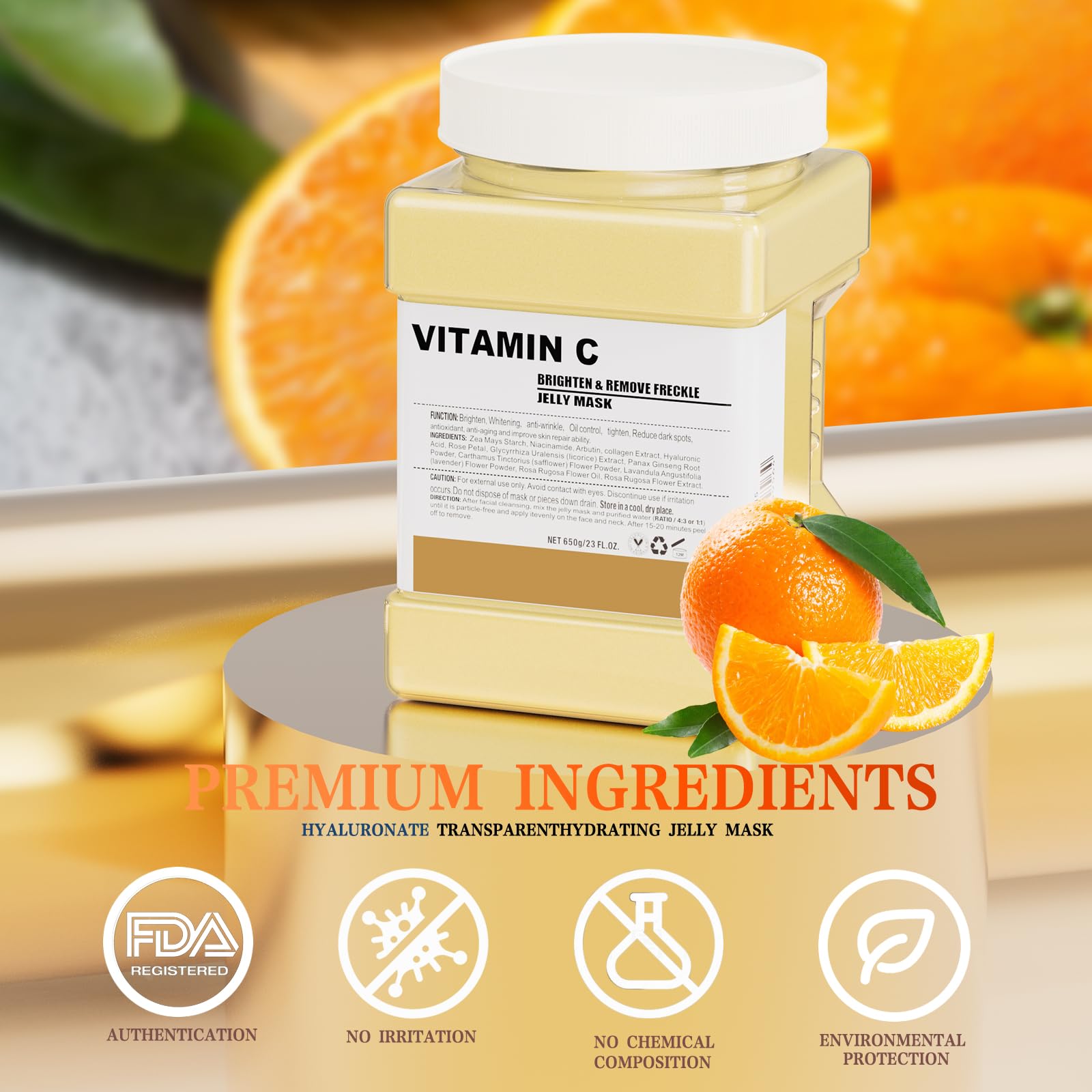 Truvenum Jelly Mask for Facials Professional – Vitamin C Jelly Mask, Brightening & Hydration, DIY Spa 23 oz