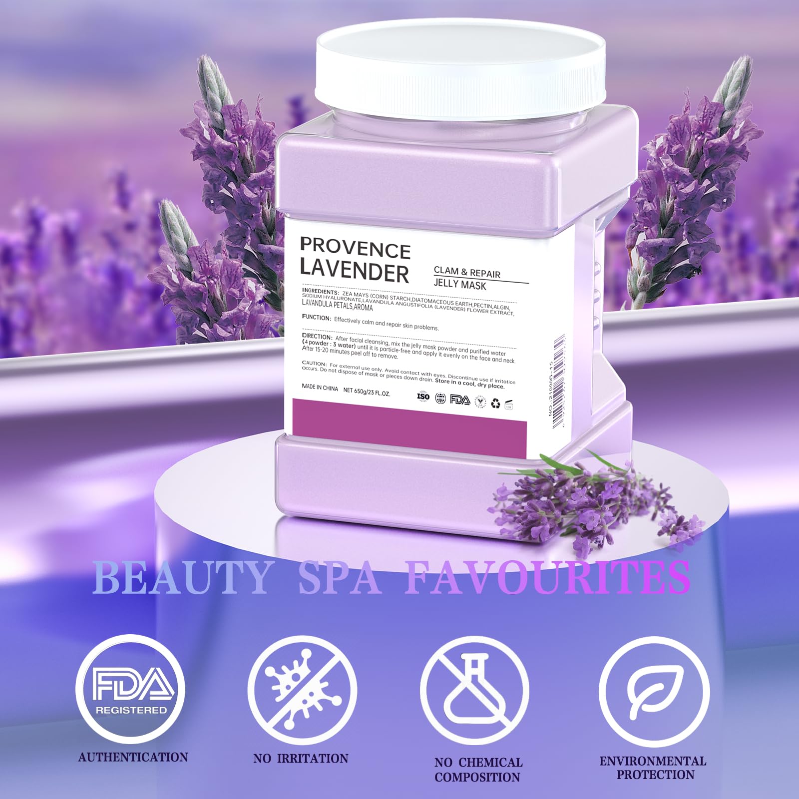 Truvenum Lavender Jelly Mask Powder – Hydrating, Brightening Facial Peel-Off Mask, 23 Fl Oz