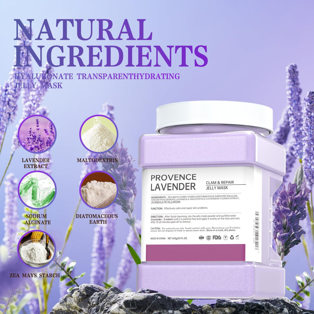 Truvenum Lavender Jelly Mask Powder – Hydrating, Brightening Facial Peel-Off Mask, 23 Fl Oz