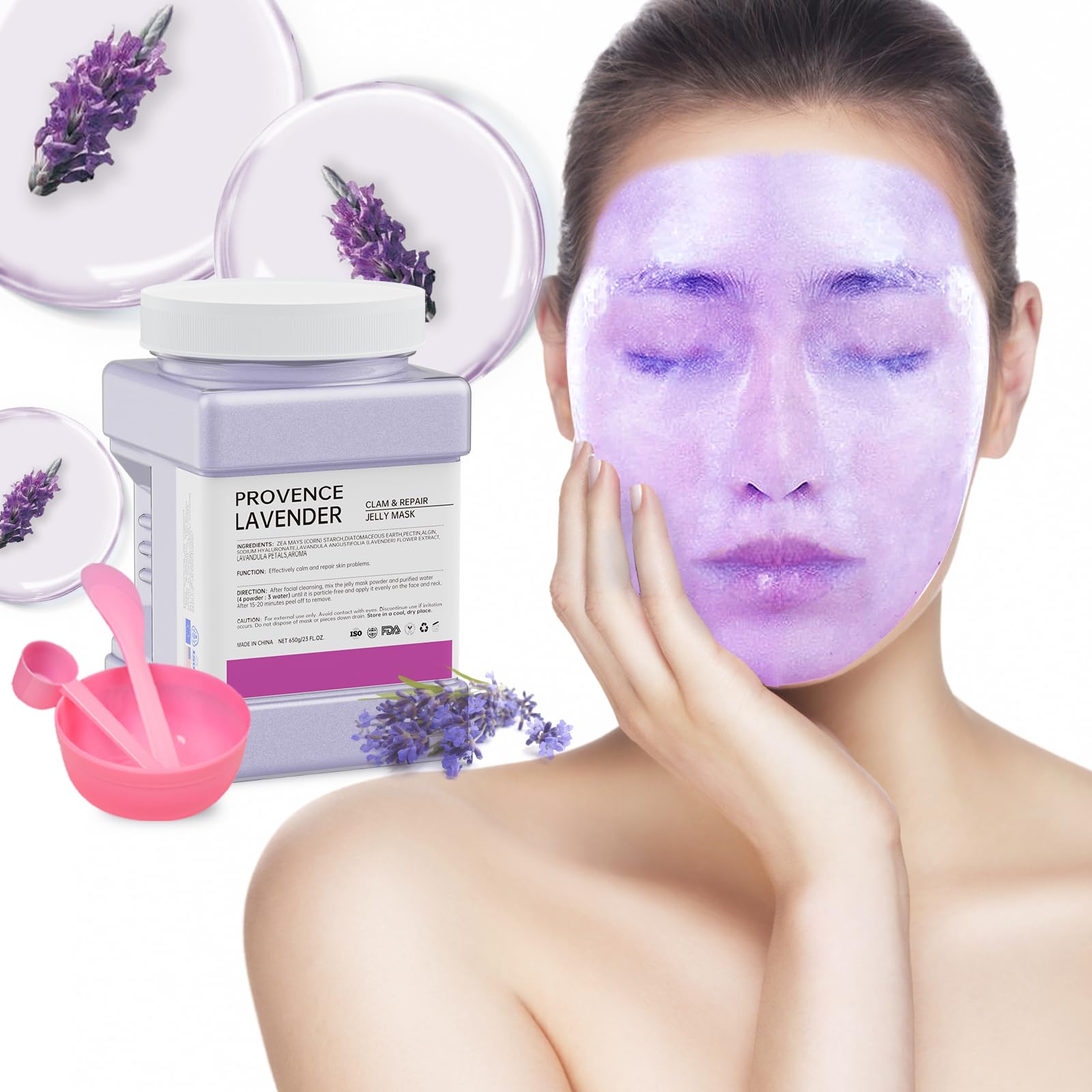 Truvenum Lavender Jelly Mask Powder – Hydrating, Brightening Facial Peel-Off Mask, 23 Fl Oz