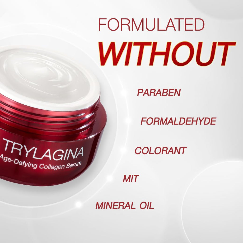 Trylagina 12X Age-Defying Collagen Serum — Anti-Aging Night Cream for Women, Hydration & Brightening (1.05 oz)