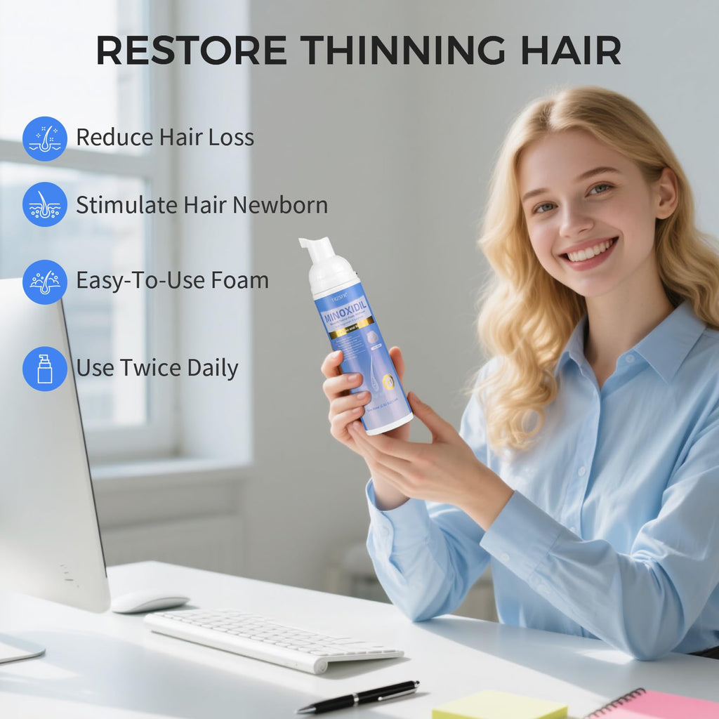 Trzsfr 5% Minoxidil Foam for Men & Women – Hair Regrowth, Non-Greasy, 6-Month Supply (14 oz Total)