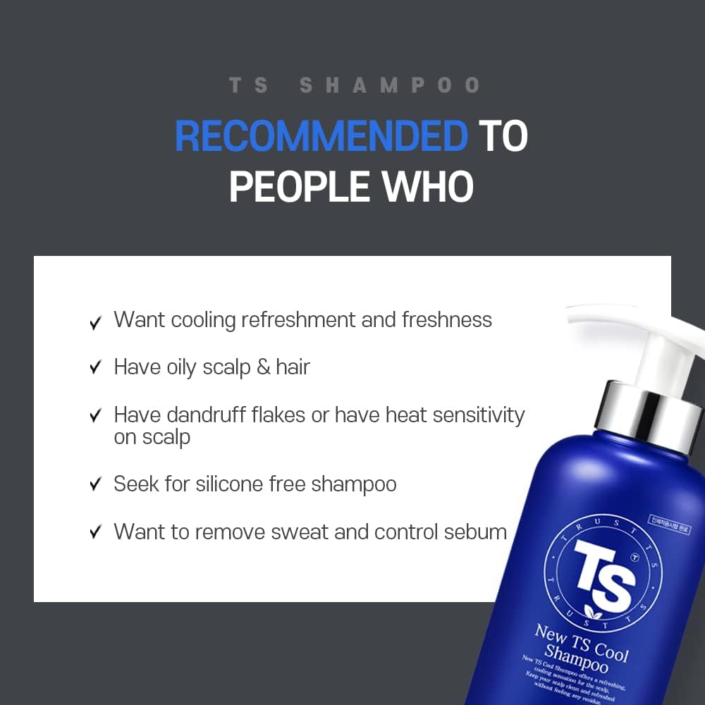 TS SHAMPOO New Cool Shampoo – Mint & Tea Tree, Dexpanthenol & Salicylic Acid for Oily Scalp (17.6 Fl Oz)