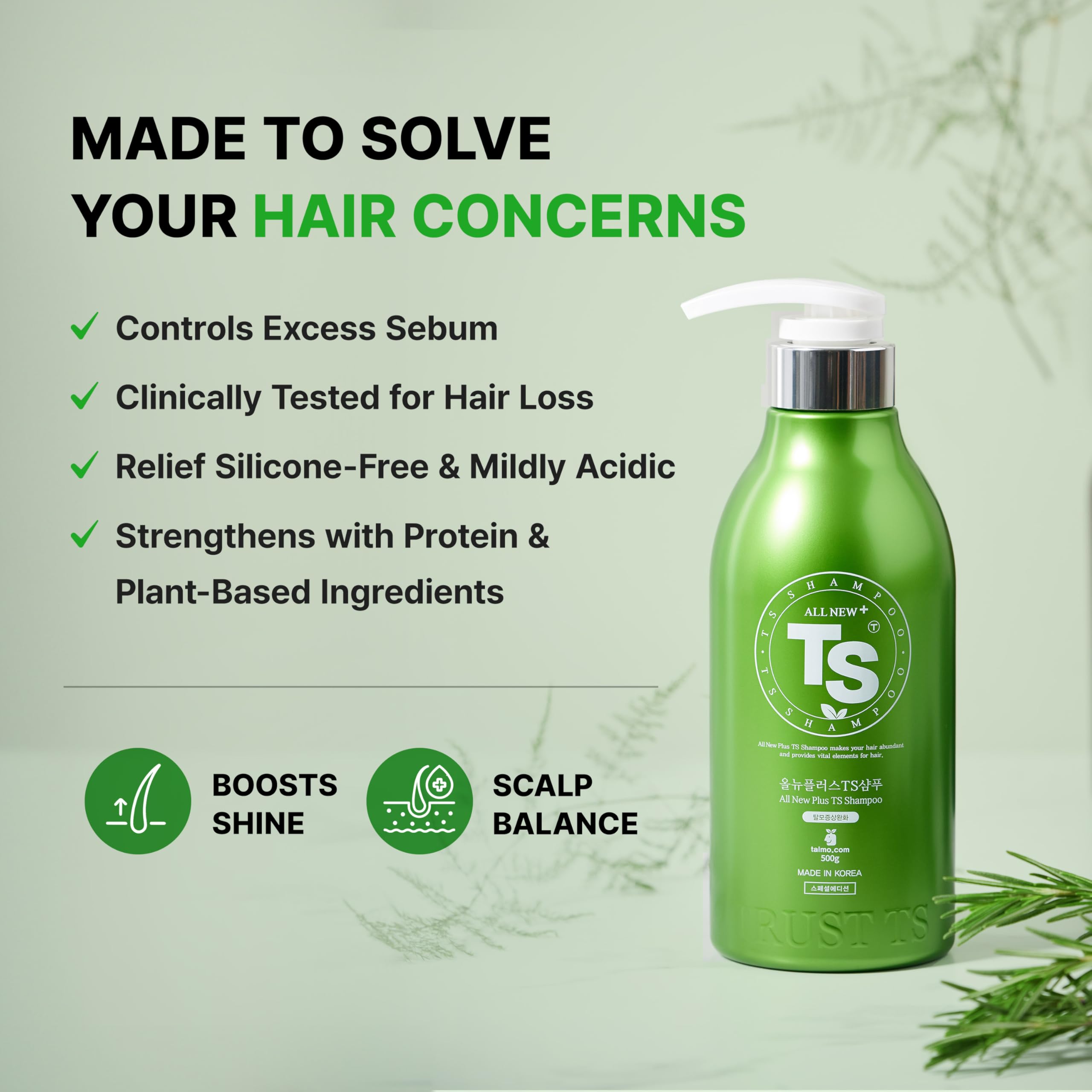 TS SHAMPOO Plus Biotin – Hair Loss Prevention & Damaged Hair Therapy (16.9 fl oz)