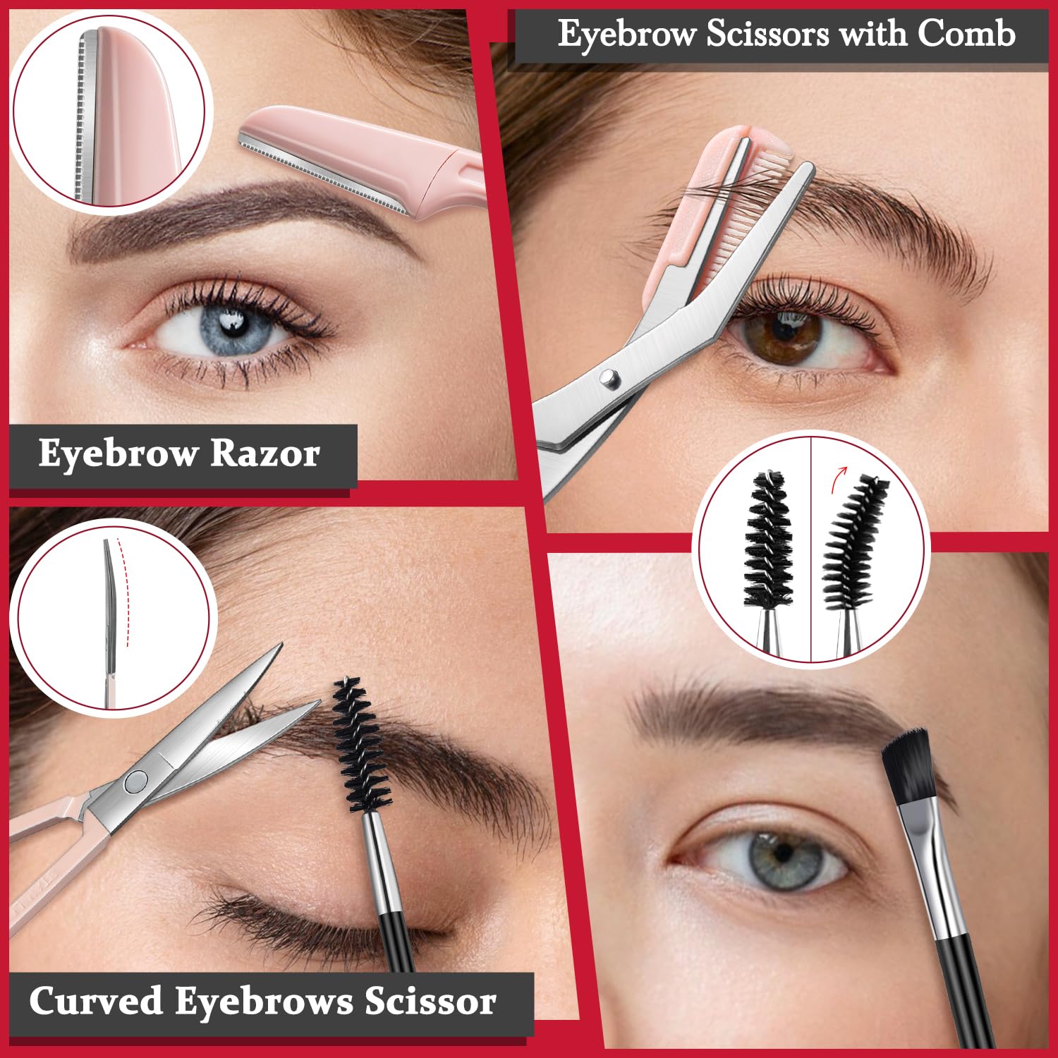 TsMADDTs 8-in-1 Eyebrow Kit for Women | Precision Tweezers, Trimmer, Scissors, Razor & Brush in Travel Case